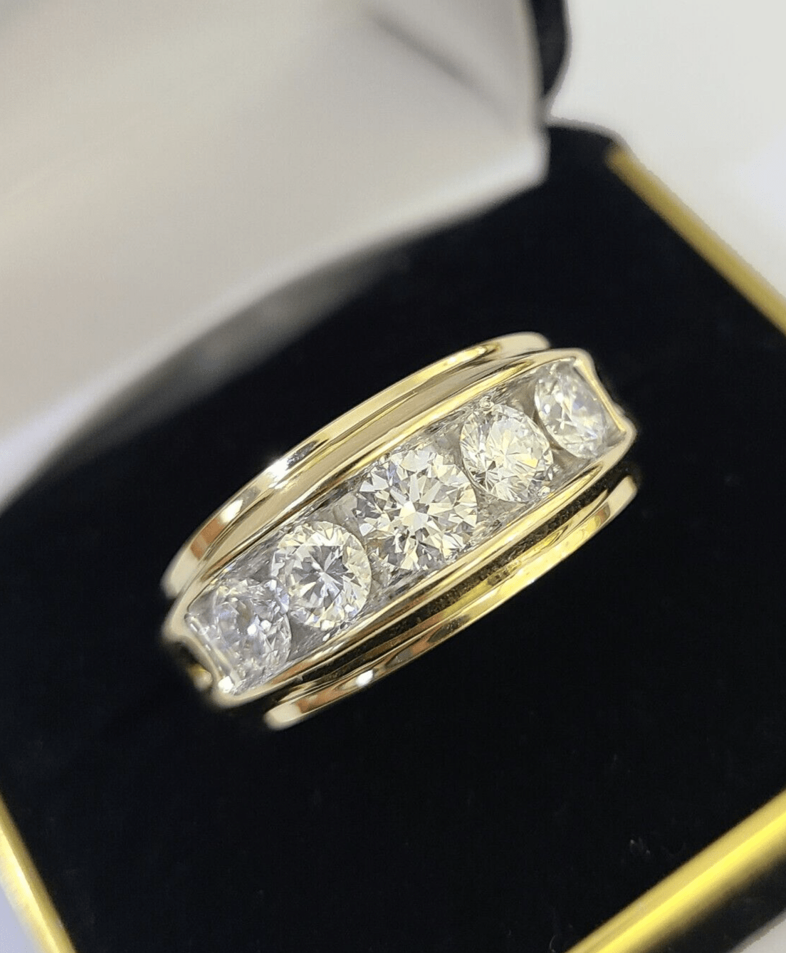 Real 14k Yellow Gold Diamond Ring Lab Created Mens Engagement Wedding Male - GoldenlinQ