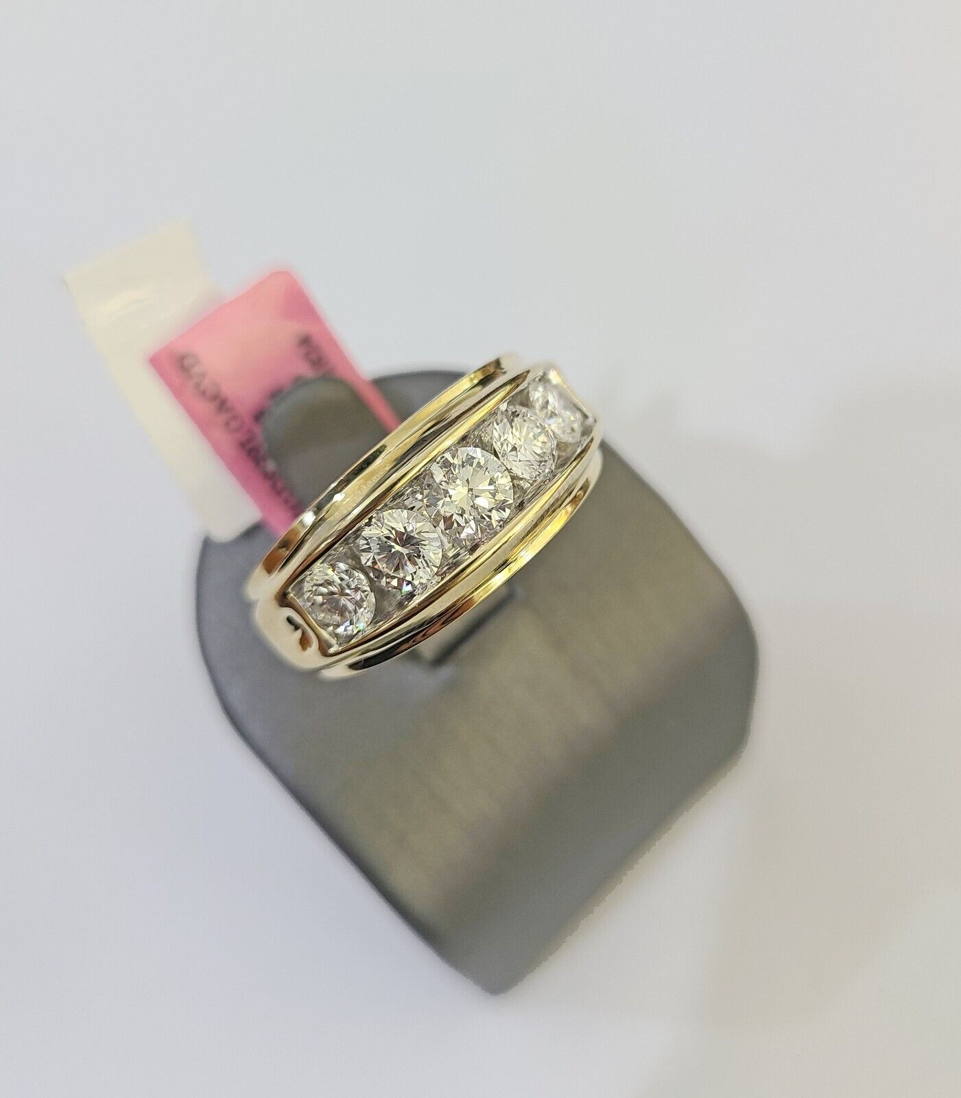 Real 14k Yellow Gold Diamond Ring Lab Created Mens Engagement Wedding Male - GoldenlinQ