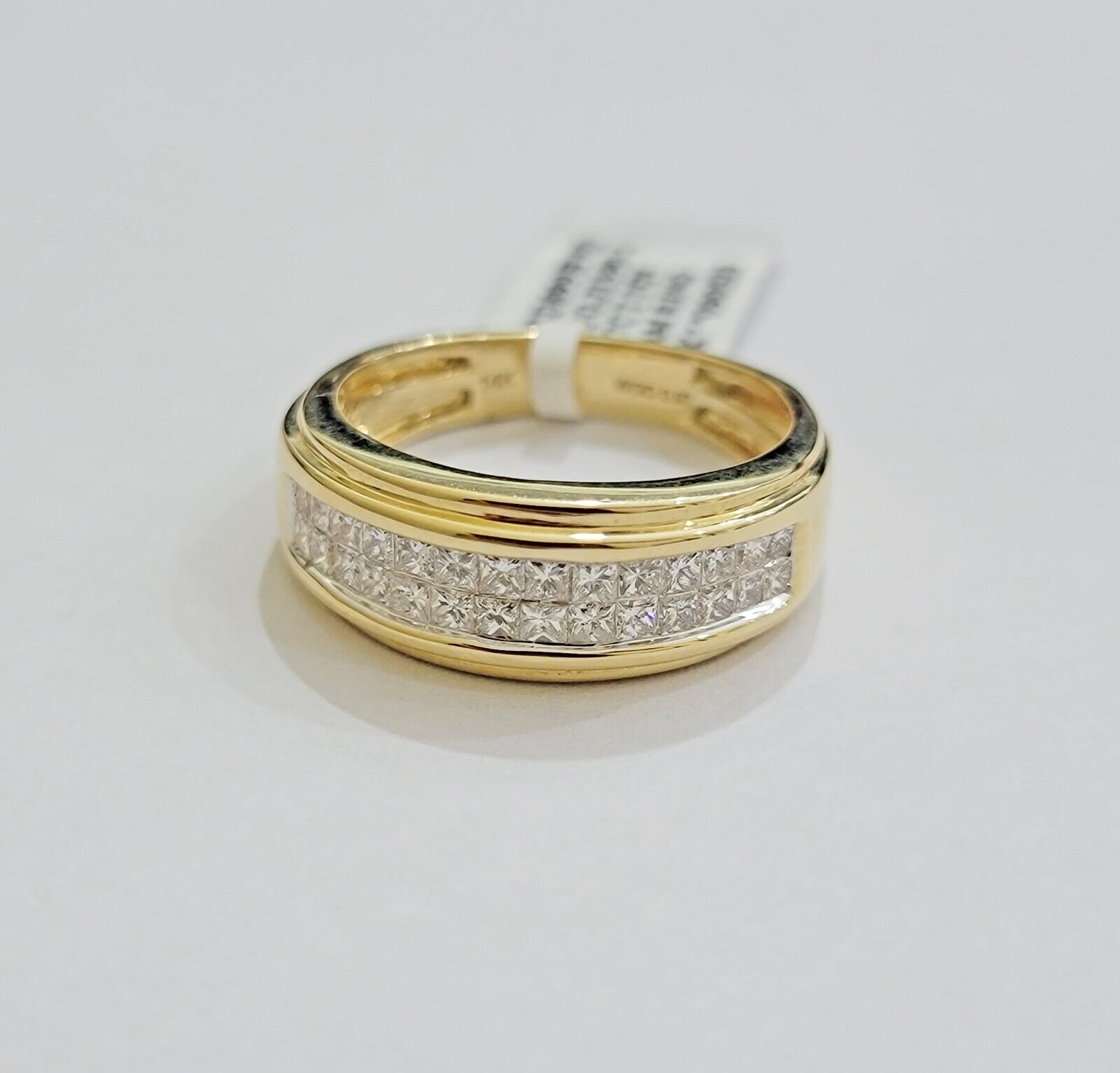 Real 14k Yellow gold Diamond Ring Mens Engagement Wedding Band 0.95 CT Natural D - GoldenlinQ