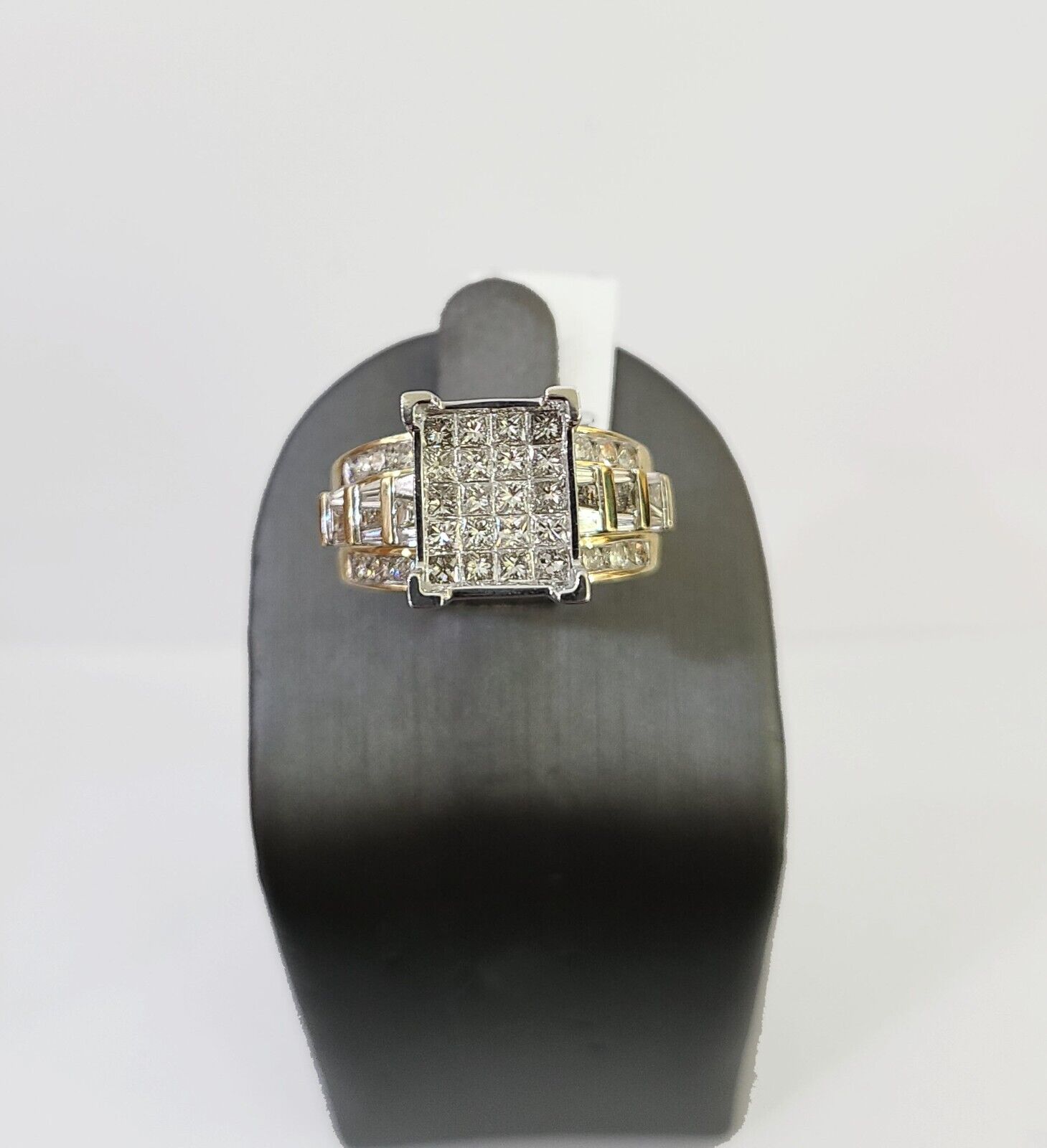 Real 14k Yellow Gold Diamond Ring Rectangle 2.01CT Men Engagement Wedding Ring - GoldenlinQ