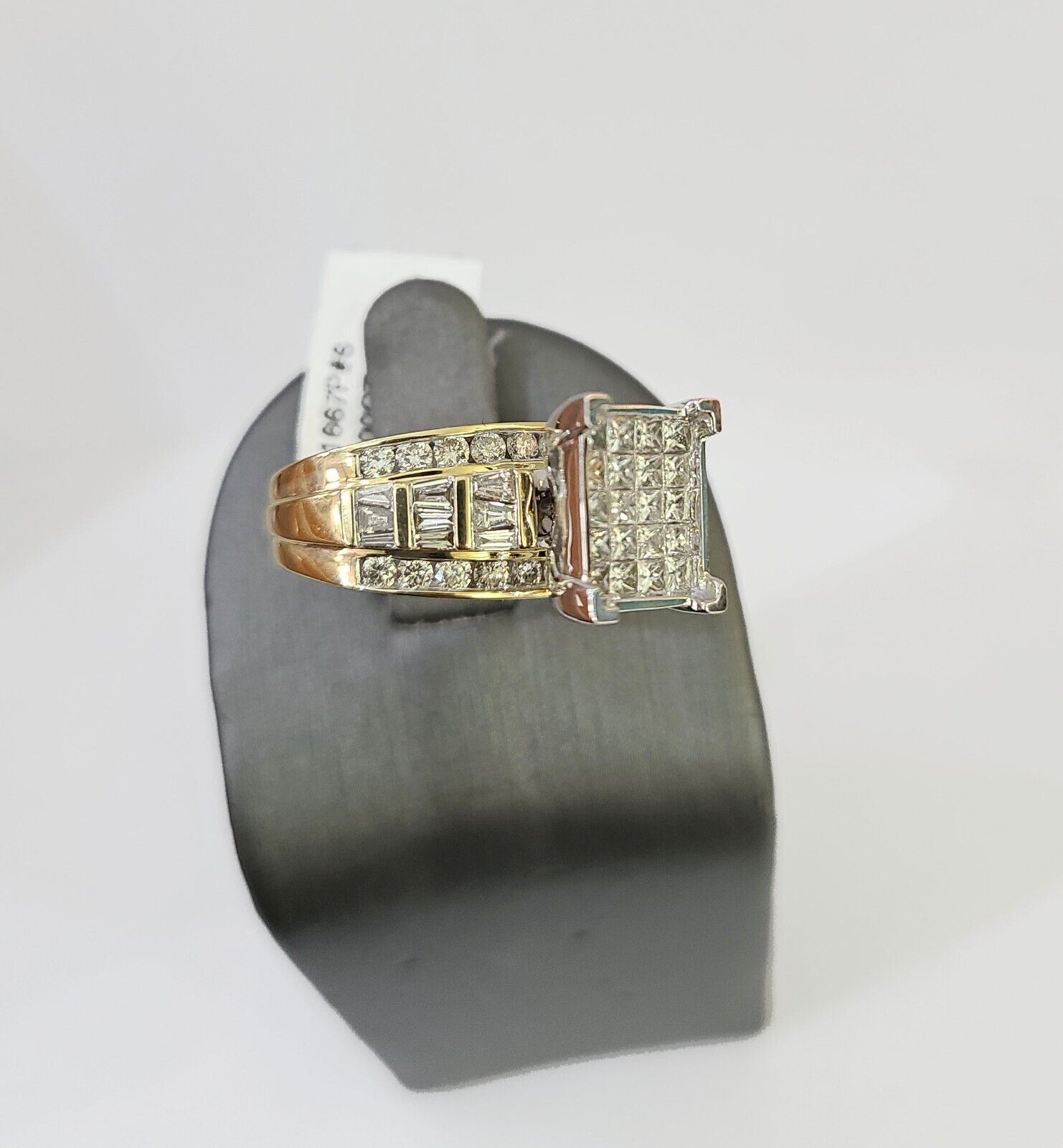 Real 14k Yellow Gold Diamond Ring Rectangle 2.01CT Men Engagement Wedding Ring - GoldenlinQ