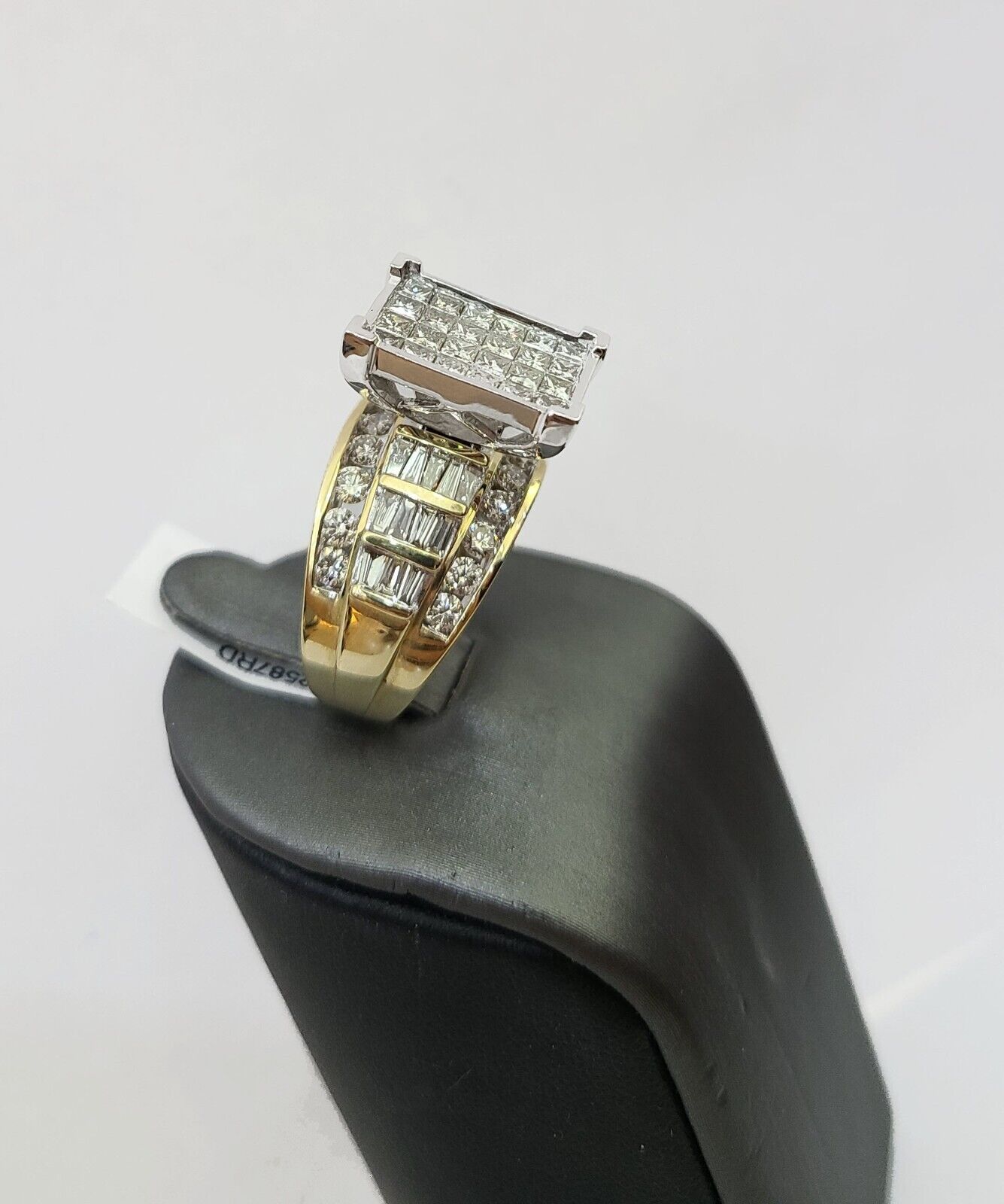 Real 14k Yellow Gold Diamond Ring Rectangle 3.08CT Men Engagement Wedding Ring - GoldenlinQ