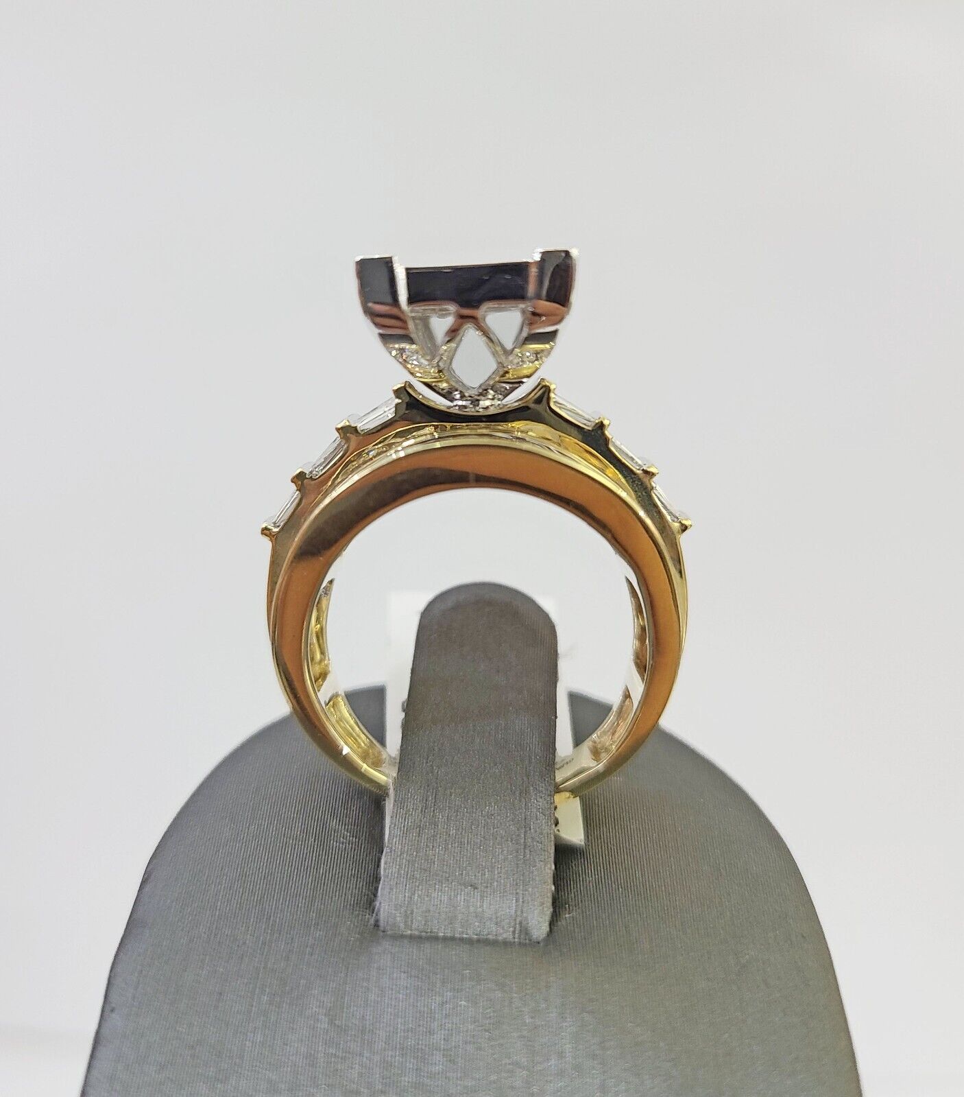 Real 14k Yellow Gold Diamond Ring Rectangle 3.08CT Men Engagement Wedding Ring - GoldenlinQ