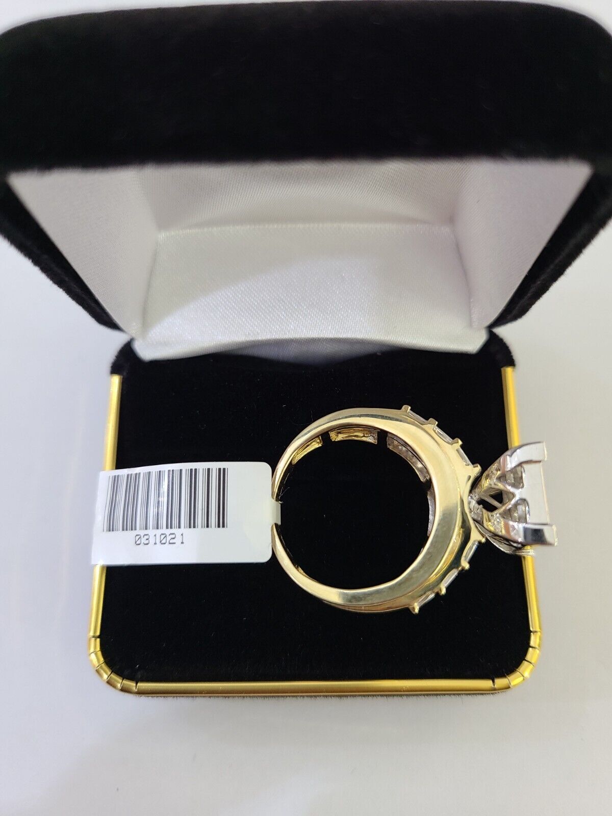 Real 14k Yellow Gold Diamond Ring Rectangle 3.08CT Men Engagement Wedding Ring - GoldenlinQ