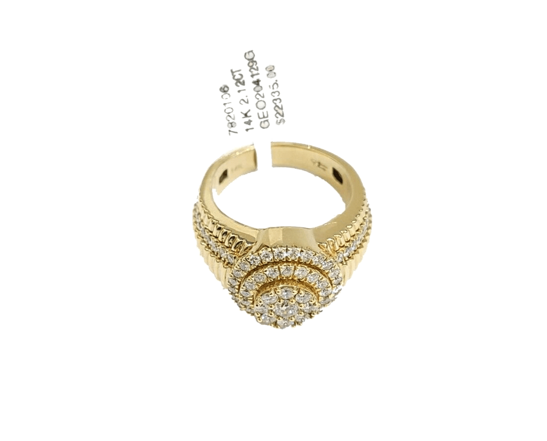 Real 14k Yellow Gold Diamond Ring White Genuine 2.12CT Diamonds 14kt Size 10 - GoldenlinQ
