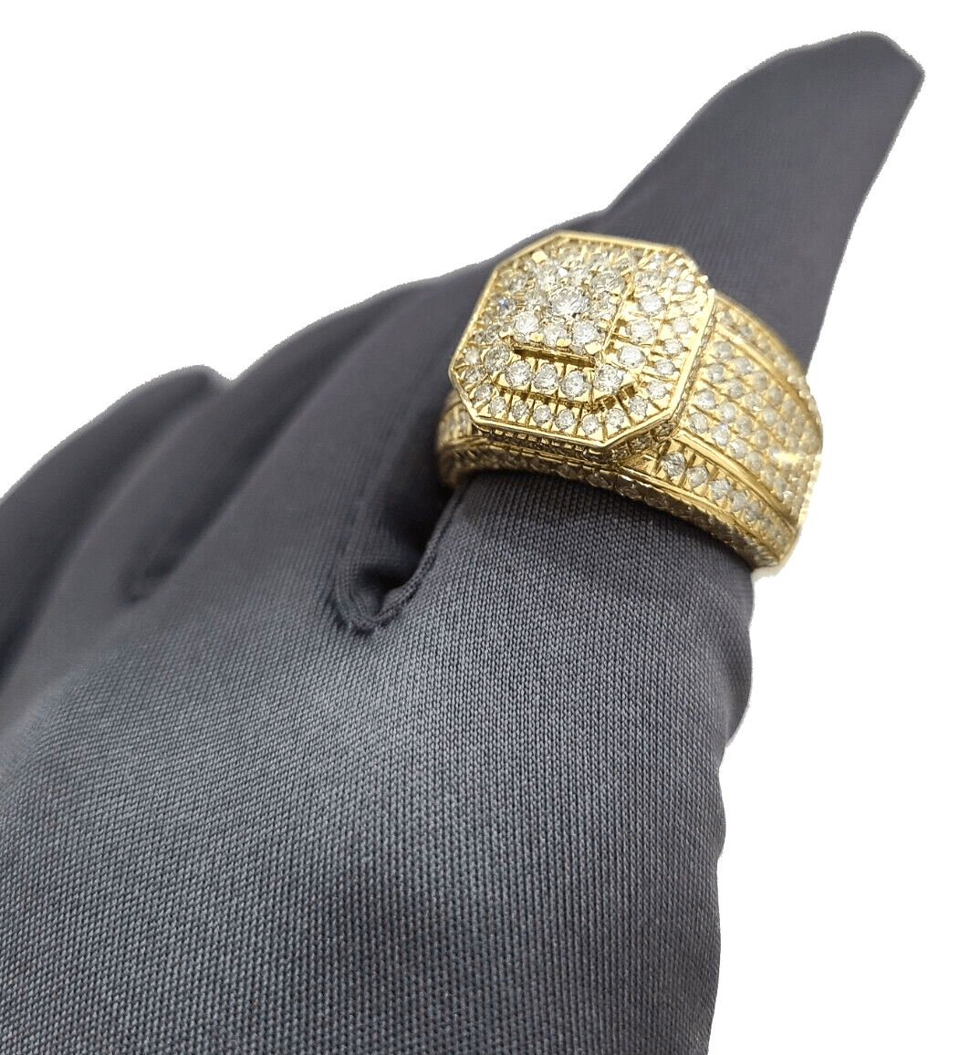 Real 14k Yellow Gold Diamond Ring White Genuine 3.17CT Diamonds 14kt Size 10 - GoldenlinQ