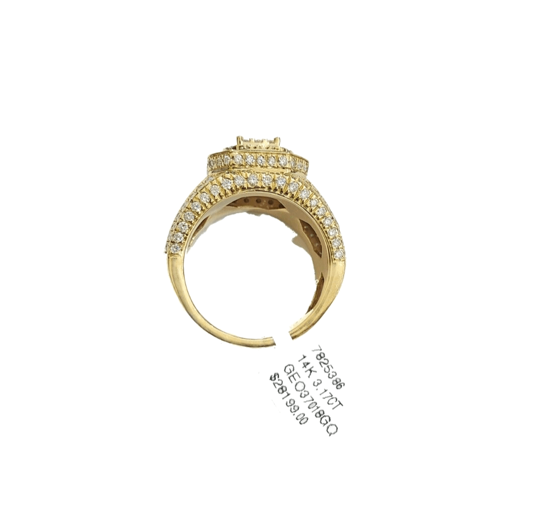 Real 14k Yellow Gold Diamond Ring White Genuine 3.17CT Diamonds 14kt Size 10 - GoldenlinQ