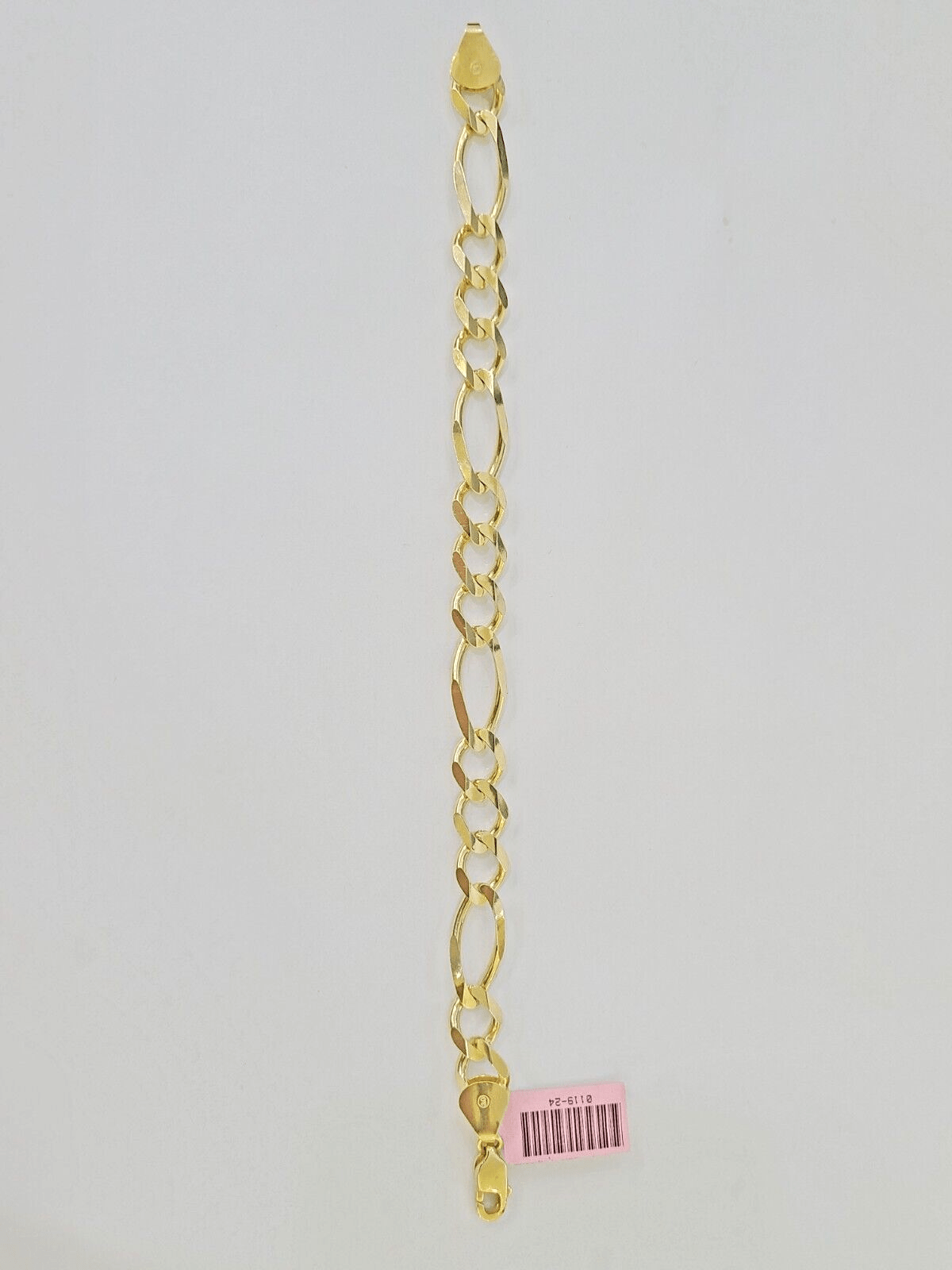 Real 14k Yellow Gold Figaro link Bracelet 9mm 8" Inch Men women Diamond Cut - GoldenlinQ