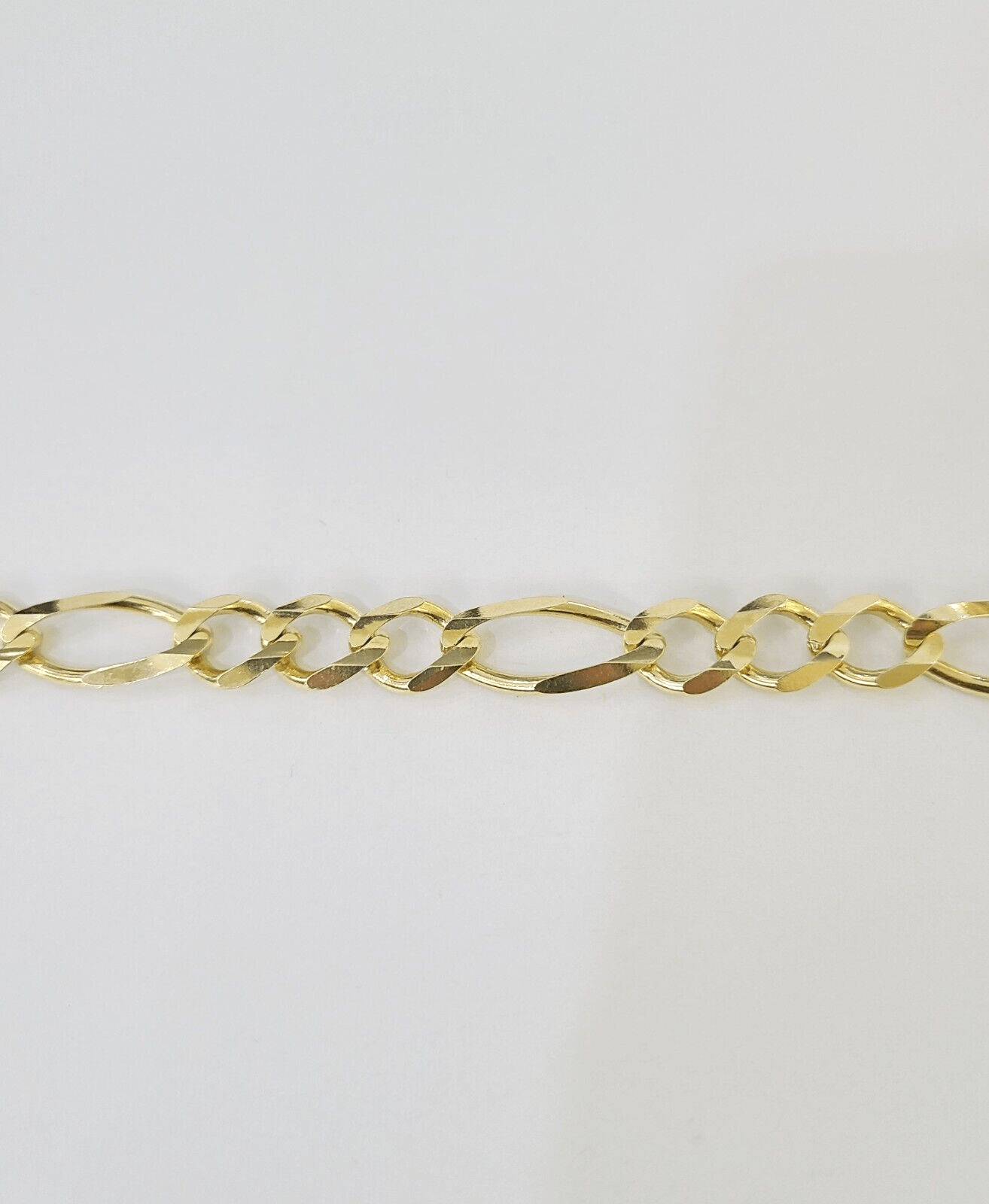 Real 14k Yellow Gold Figaro link Bracelet 9mm 8" Inch Men women Diamond Cut - GoldenlinQ