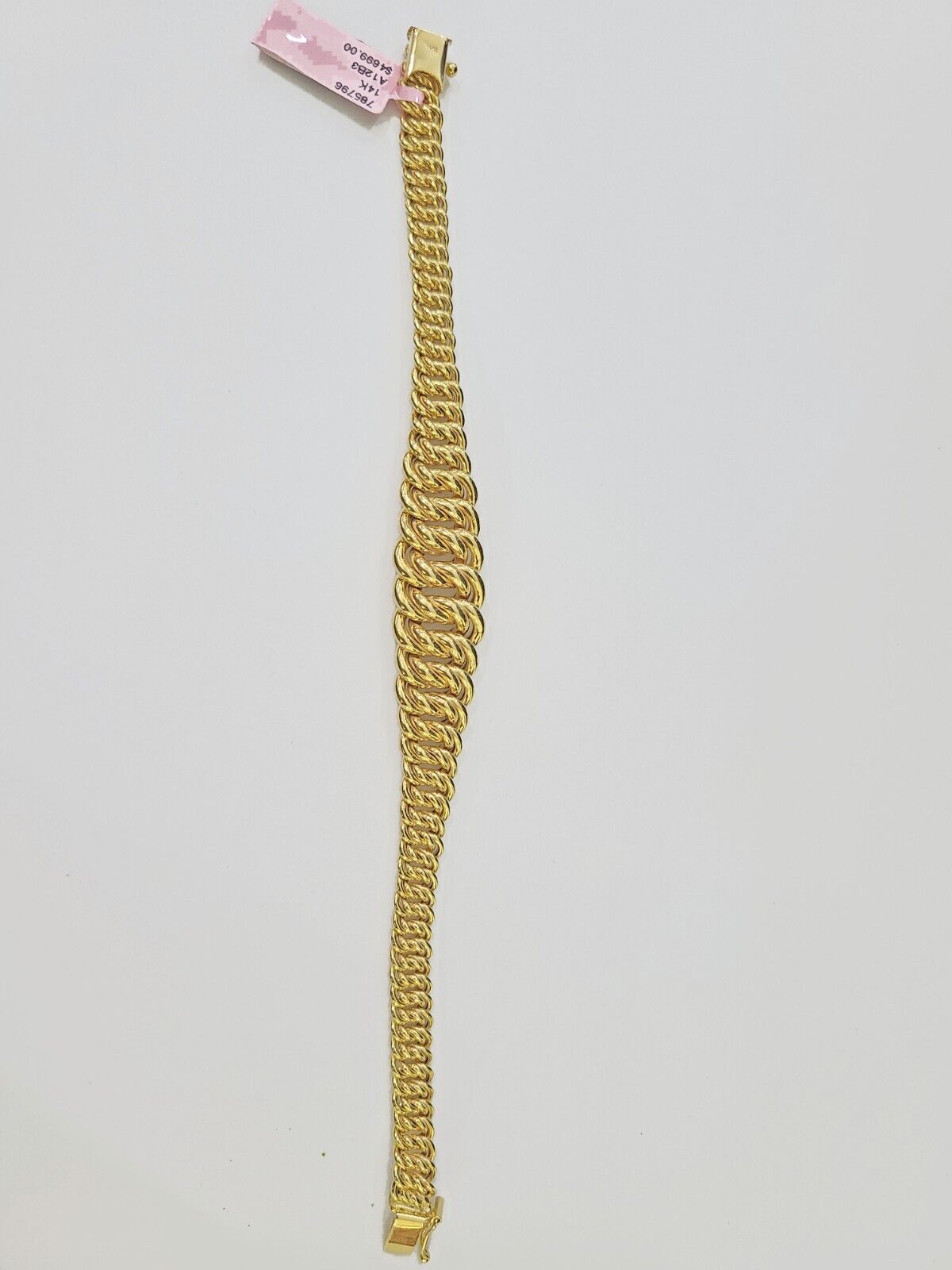 Real 14K Yellow Gold Flat Byzantine Link Bracelet 7.5 inches Long - GoldenlinQ