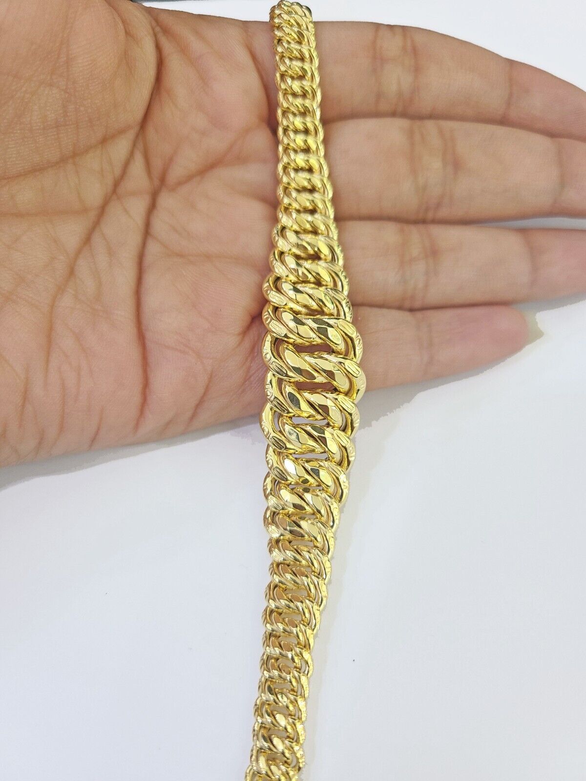 Real 14K Yellow Gold Flat Byzantine Link Bracelet 7.5 inches Long - GoldenlinQ