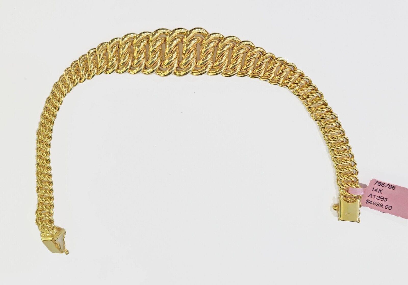 Real 14K Yellow Gold Flat Byzantine Link Bracelet 7.5 inches Long - GoldenlinQ