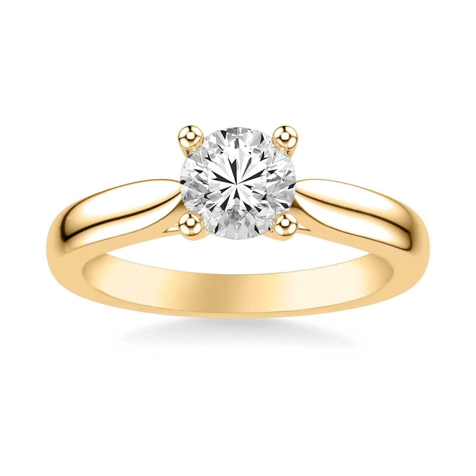 Real 14k Yellow Gold IGI Certified 0.75CT Lab Created Diamond Ring Round VS - GoldenlinQ