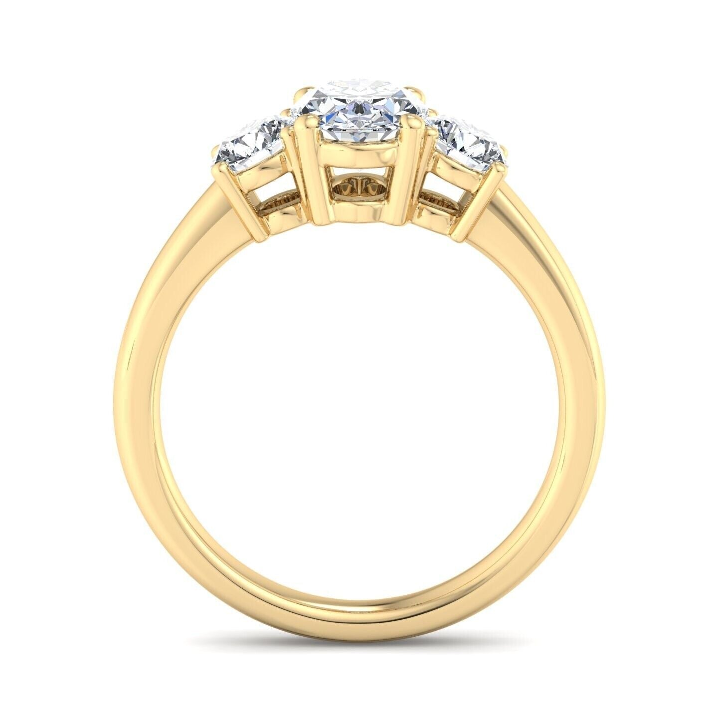 Real 14k Yellow Gold IGI Certified 3 Stone Diamond Ring 2CT Lab Created Round VS - GoldenlinQ