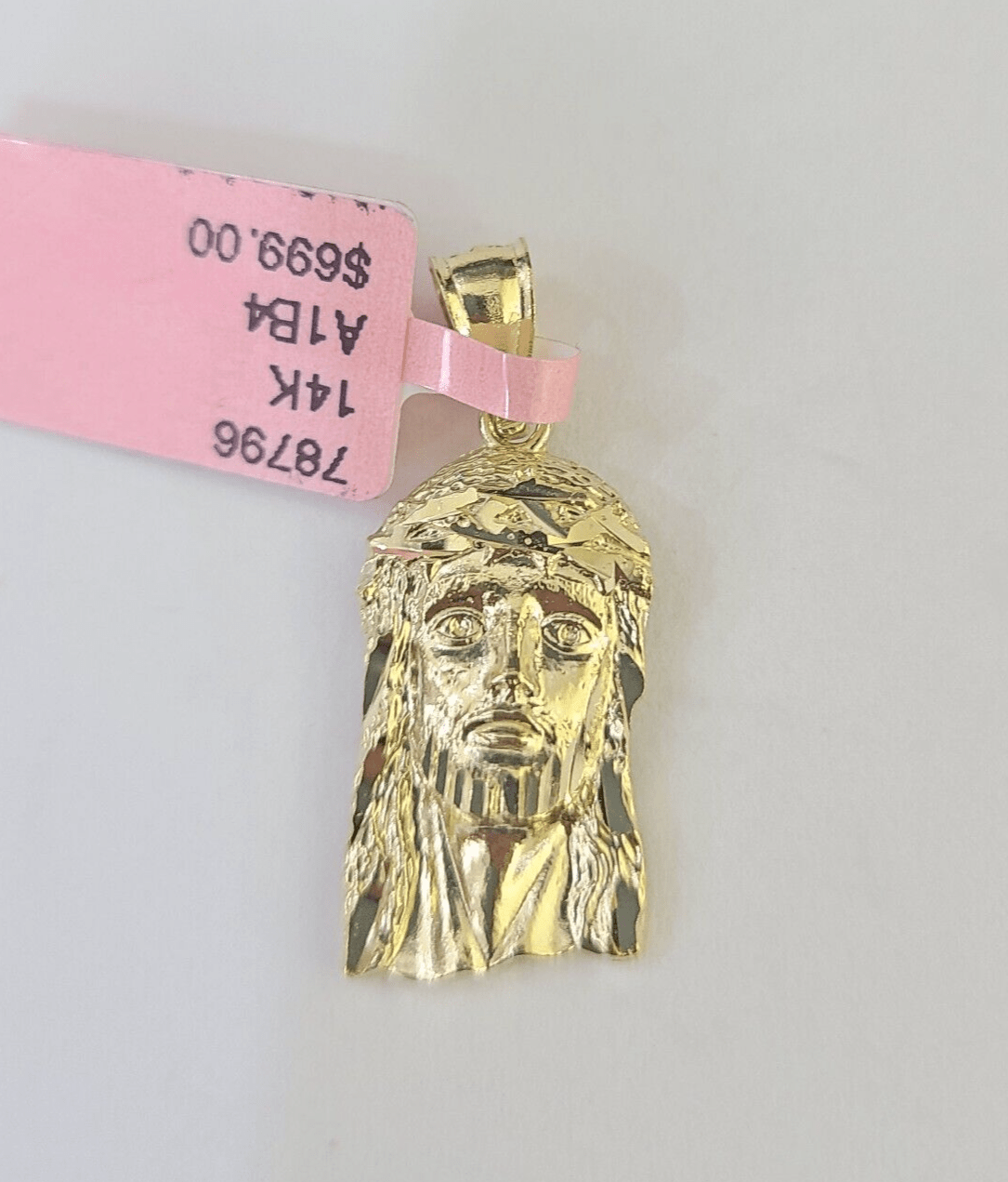 Real 14K Yellow Gold Jesus Head Pendant Charm Genuine 1" - GoldenlinQ