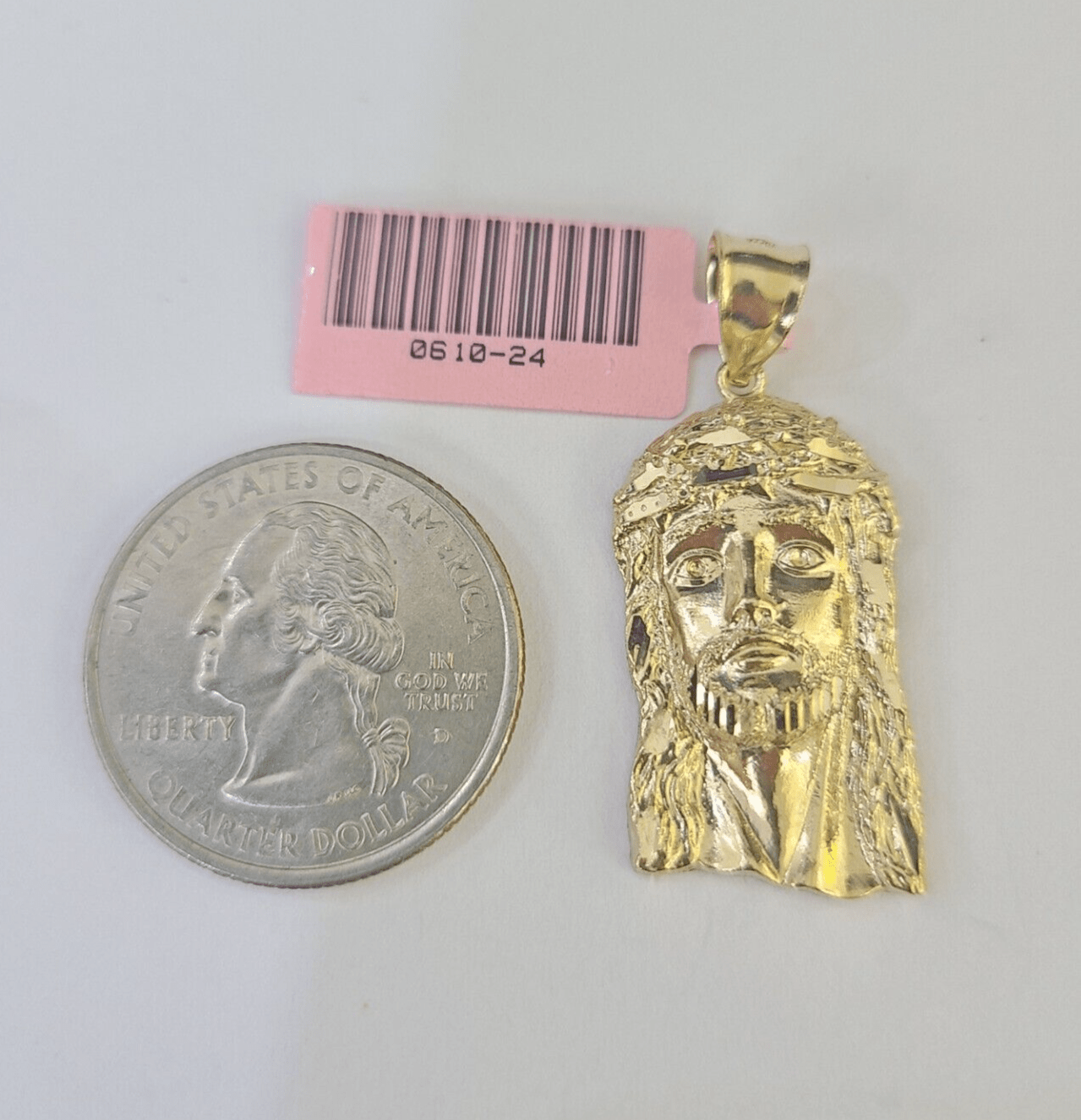 Real 14K Yellow Gold Jesus Head Pendant Charm Genuine 1.25" - GoldenlinQ