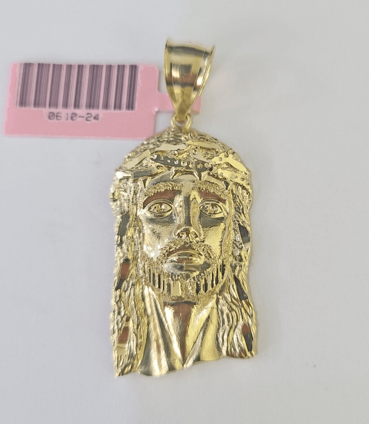 Real 14K Yellow Gold Jesus Head Pendant Charm Genuine 1.5" - GoldenlinQ