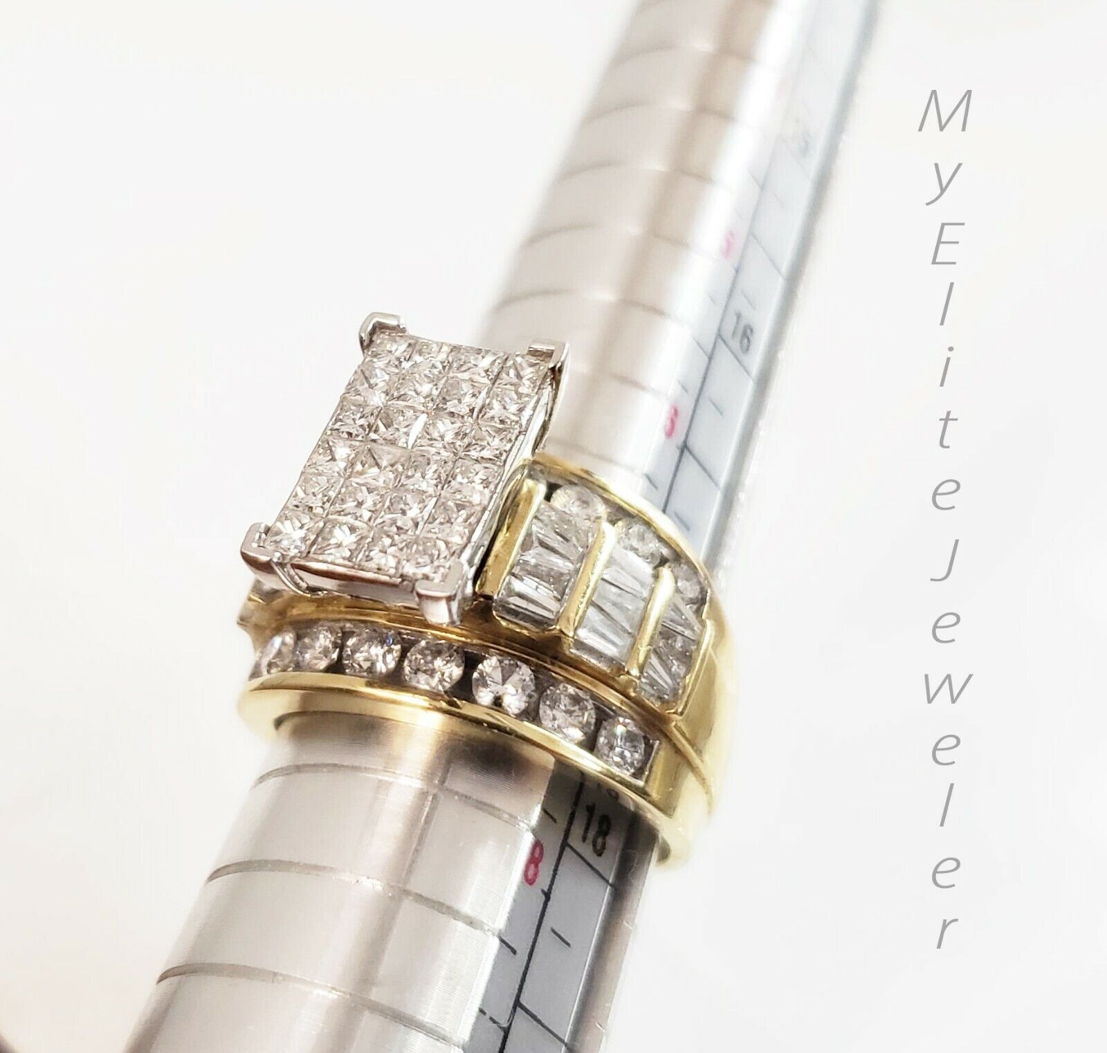 REAL 14k Yellow Gold Ladies Diamond Ring 2CT, Cinderella Style Size 7 For Women - GoldenlinQ