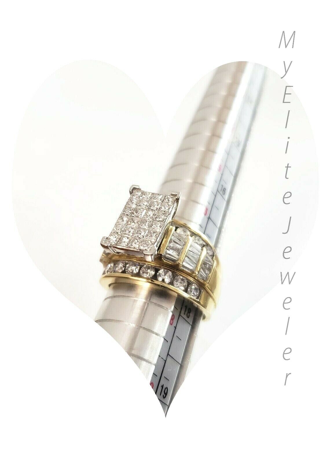 REAL 14k Yellow Gold Ladies Diamond Ring 2CT, Cinderella Style Size 7 For Women - GoldenlinQ