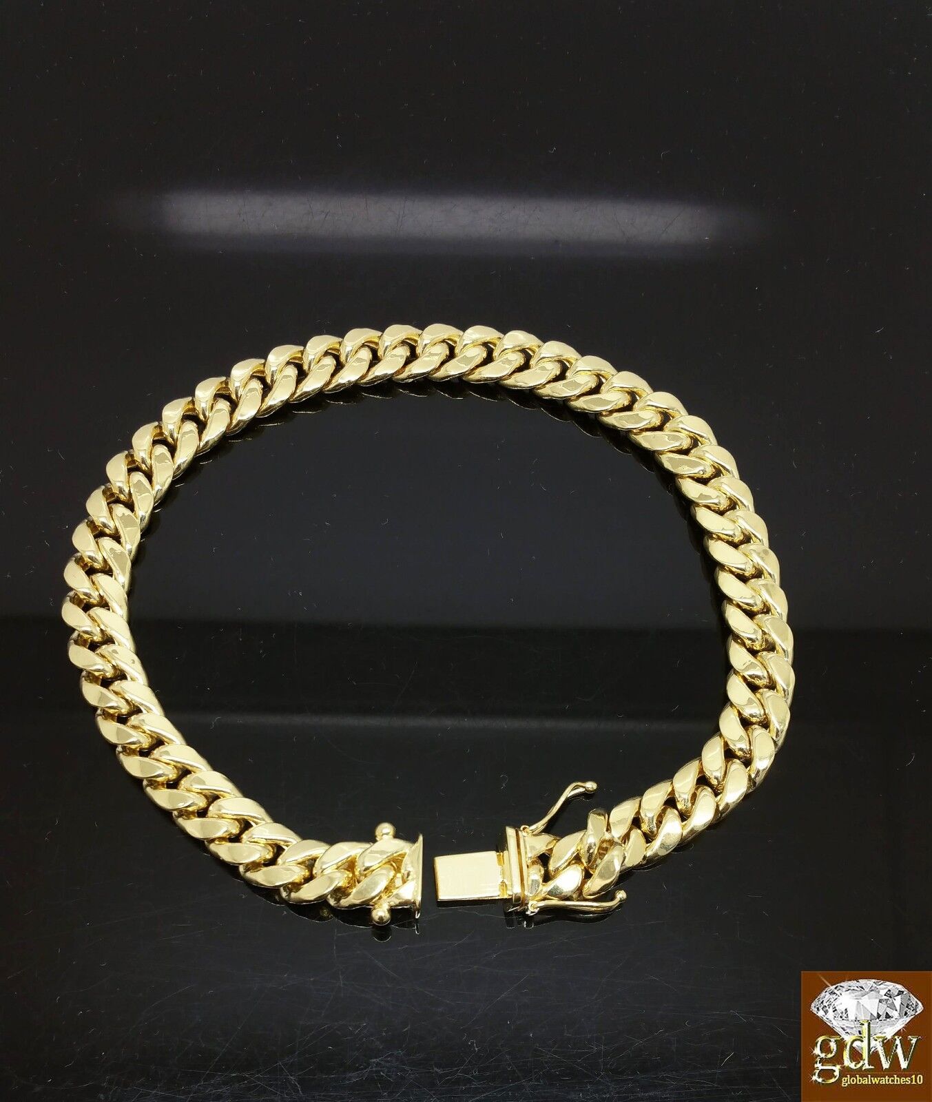 Real 14K Yellow Gold Miami Cuban Bracelet 6" 8mm For ladies - GoldenlinQ