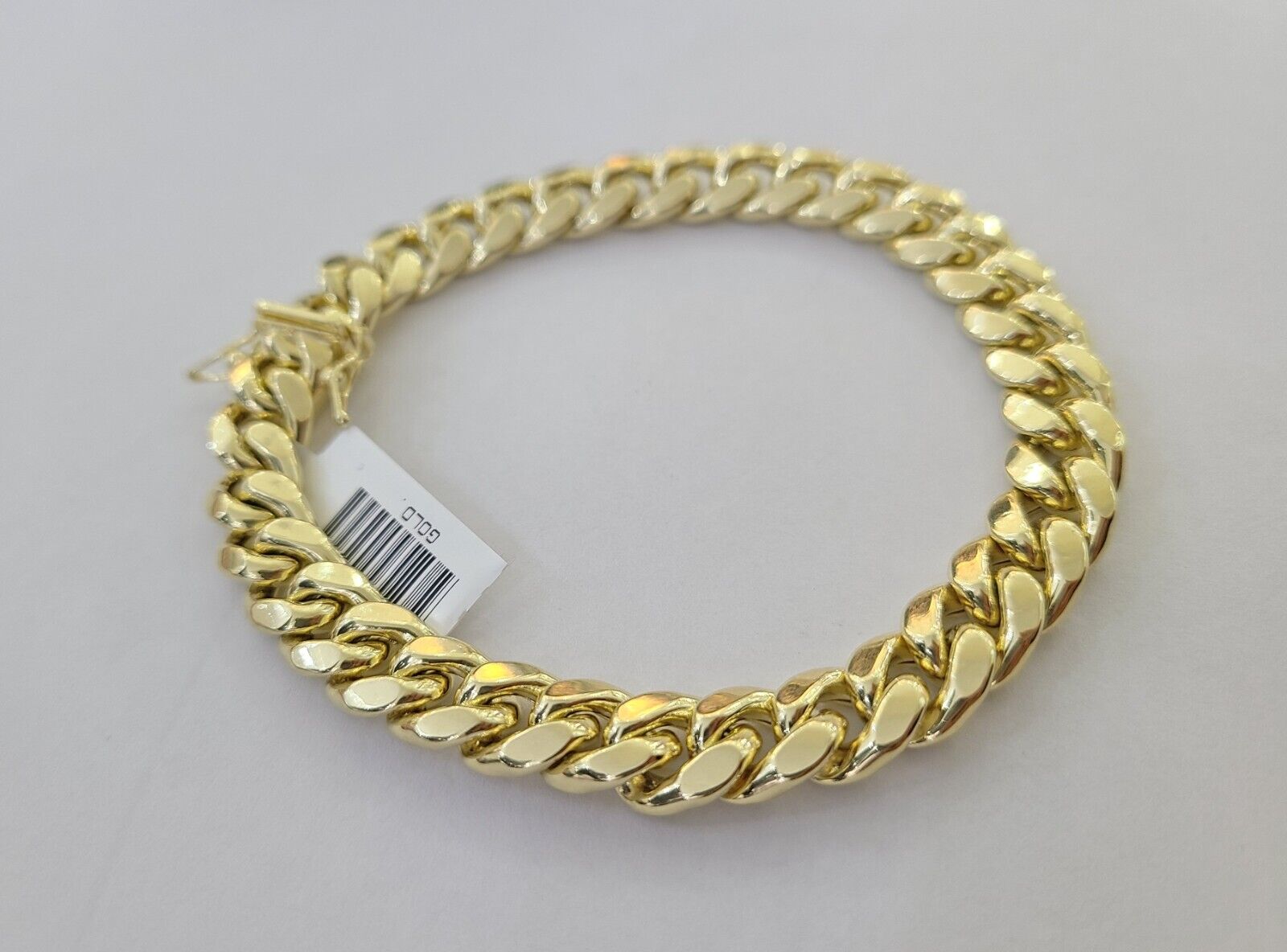 Real 14K Yellow Gold Miami Cuban Bracelet 8.5" Inch 10mm 14K Box Clasp Link - GoldenlinQ