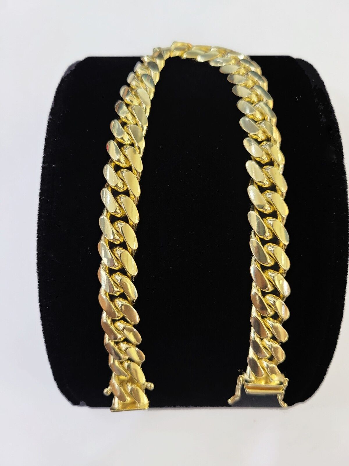 Real 14K Yellow Gold Miami Cuban Bracelet 8.5" Inch 9mm 14K Box Clasp Link - GoldenlinQ