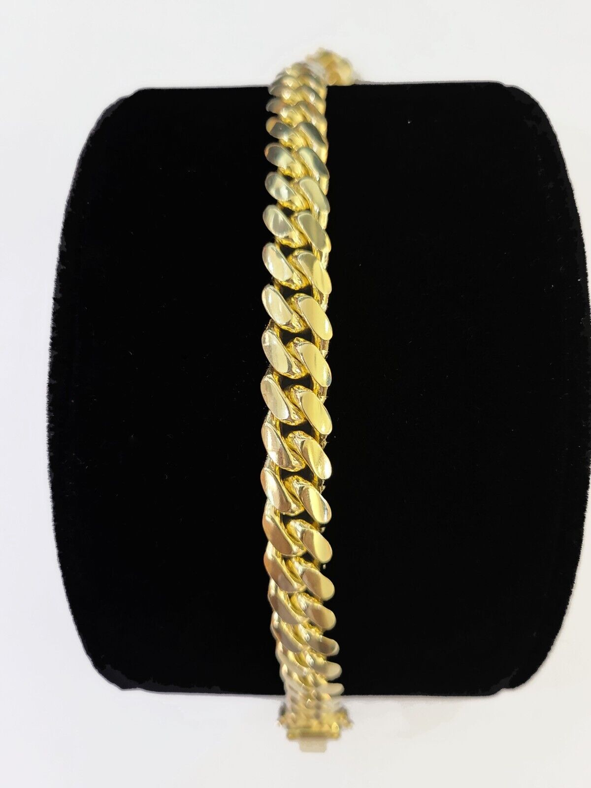 Real 14K Yellow Gold Miami Cuban Bracelet 9" Inch 8mm 14K Box Clasp Link - GoldenlinQ