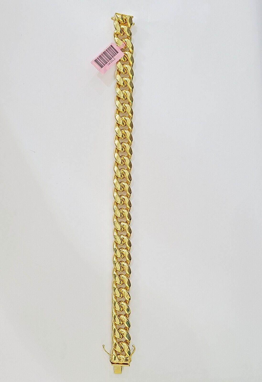 Real 14K Yellow Gold Miami Cuban Bracelet Box Clasp 9" Inch 13mm Link - GoldenlinQ