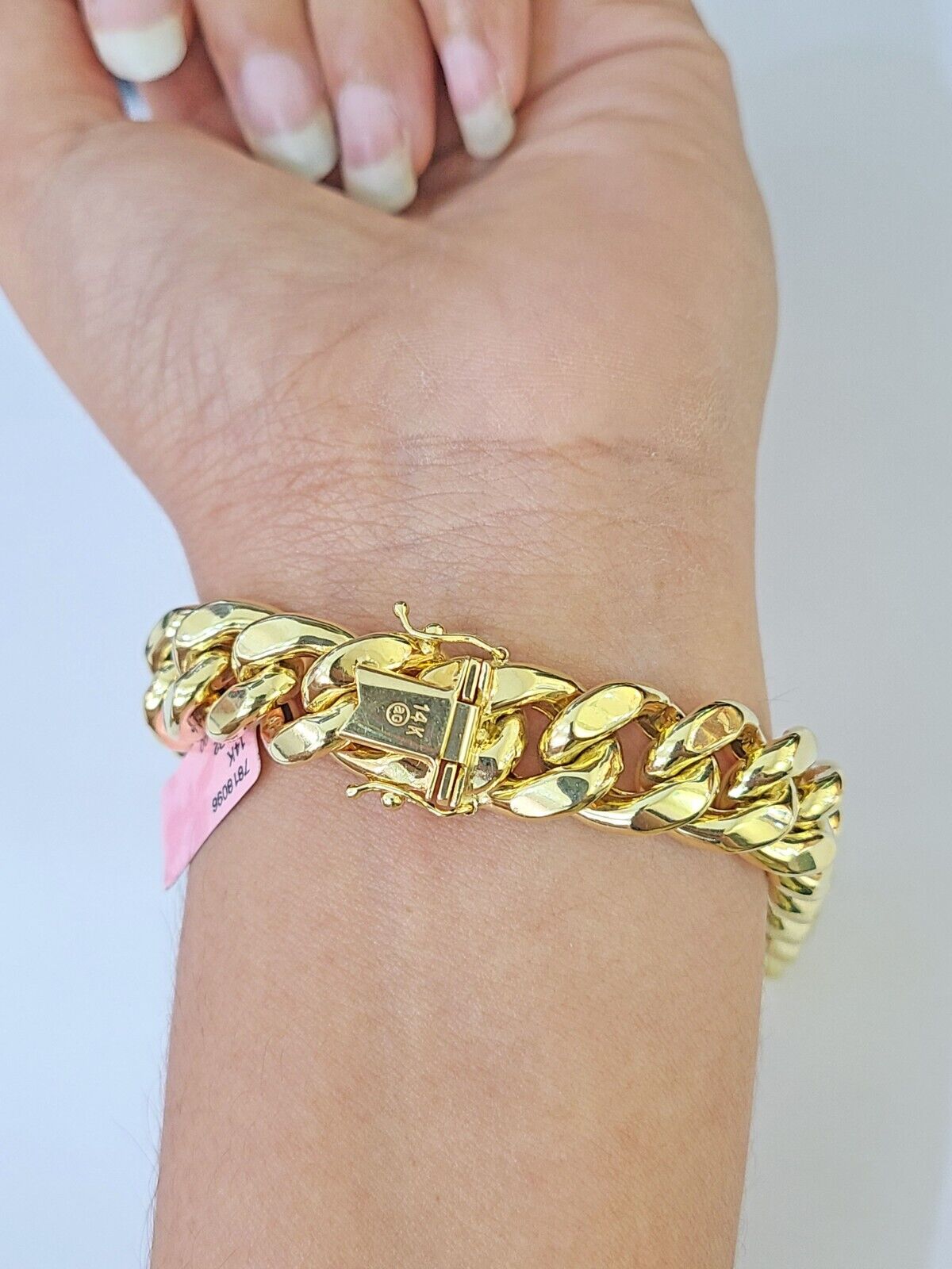 Real 14K Yellow Gold Miami Cuban Bracelet Box Clasp 9" Inch 13mm Link - GoldenlinQ