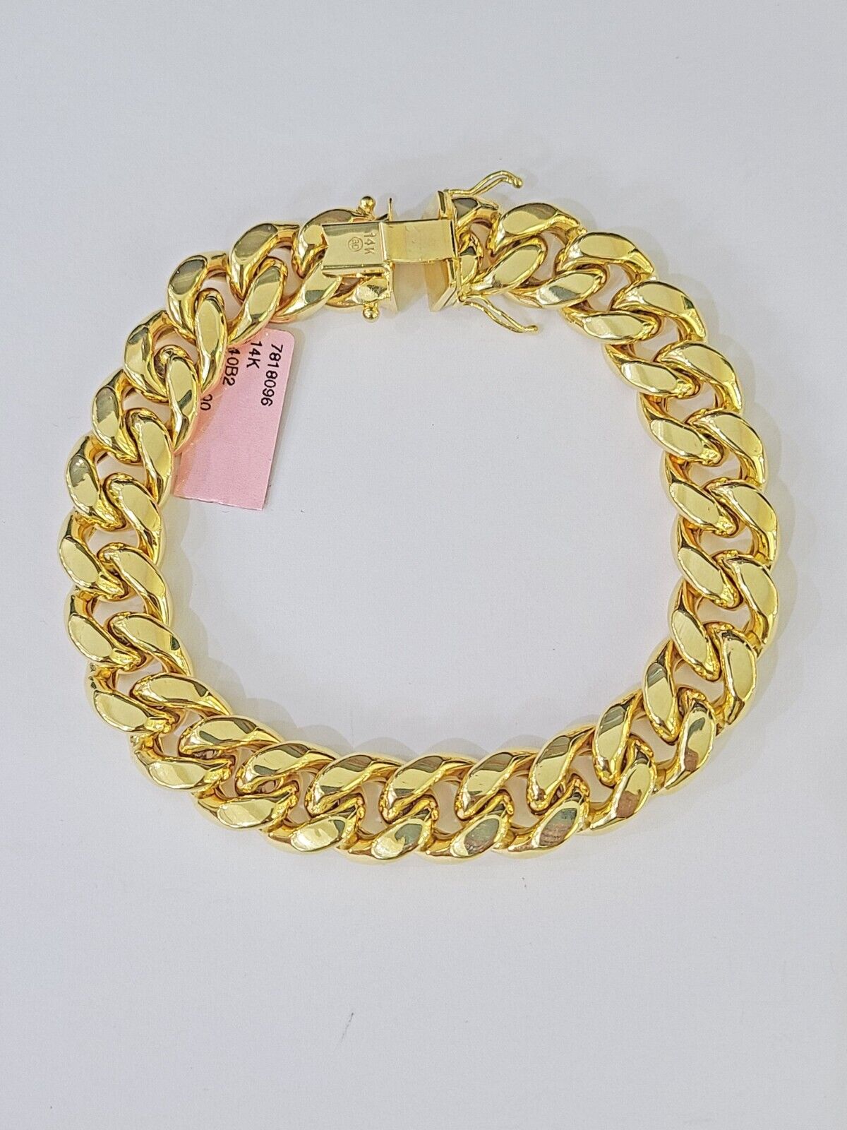 Real 14K Yellow Gold Miami Cuban Bracelet Box Clasp 9" Inch 13mm Link - GoldenlinQ