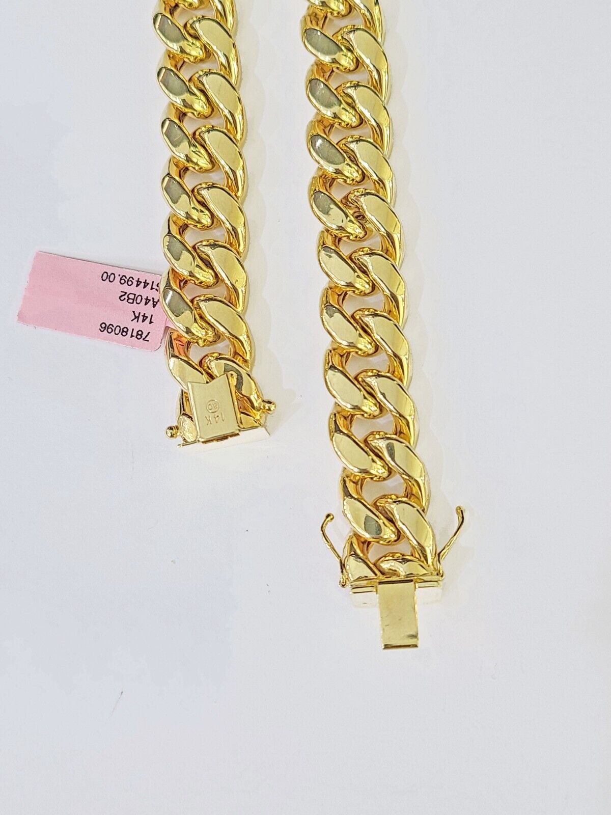 Real 14K Yellow Gold Miami Cuban Bracelet Box Clasp 9" Inch 13mm Link - GoldenlinQ