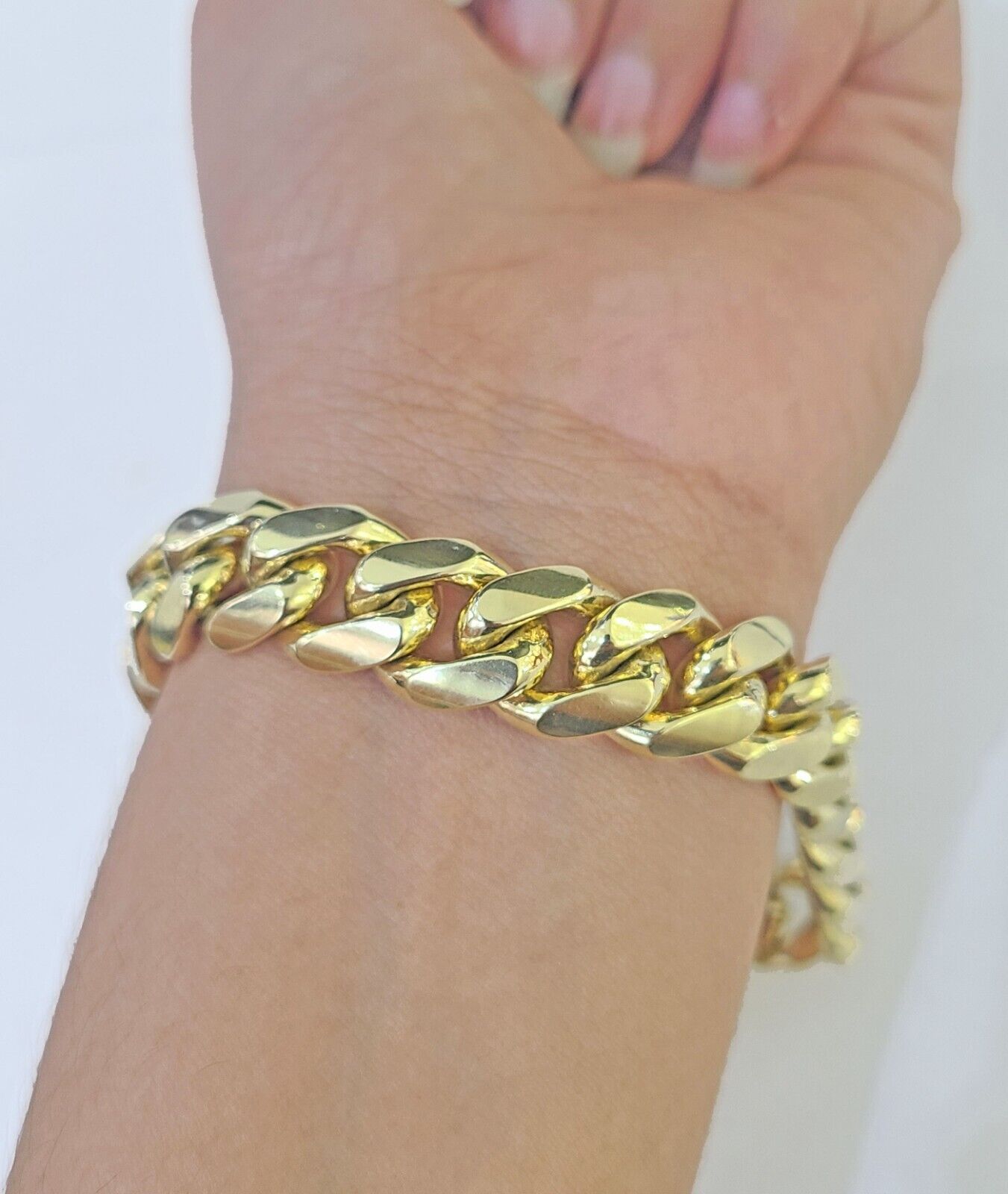 Real 14k Yellow Gold Miami Cuban link Bracelet 13mm 7.5" - 9" Inch Solid - GoldenlinQ