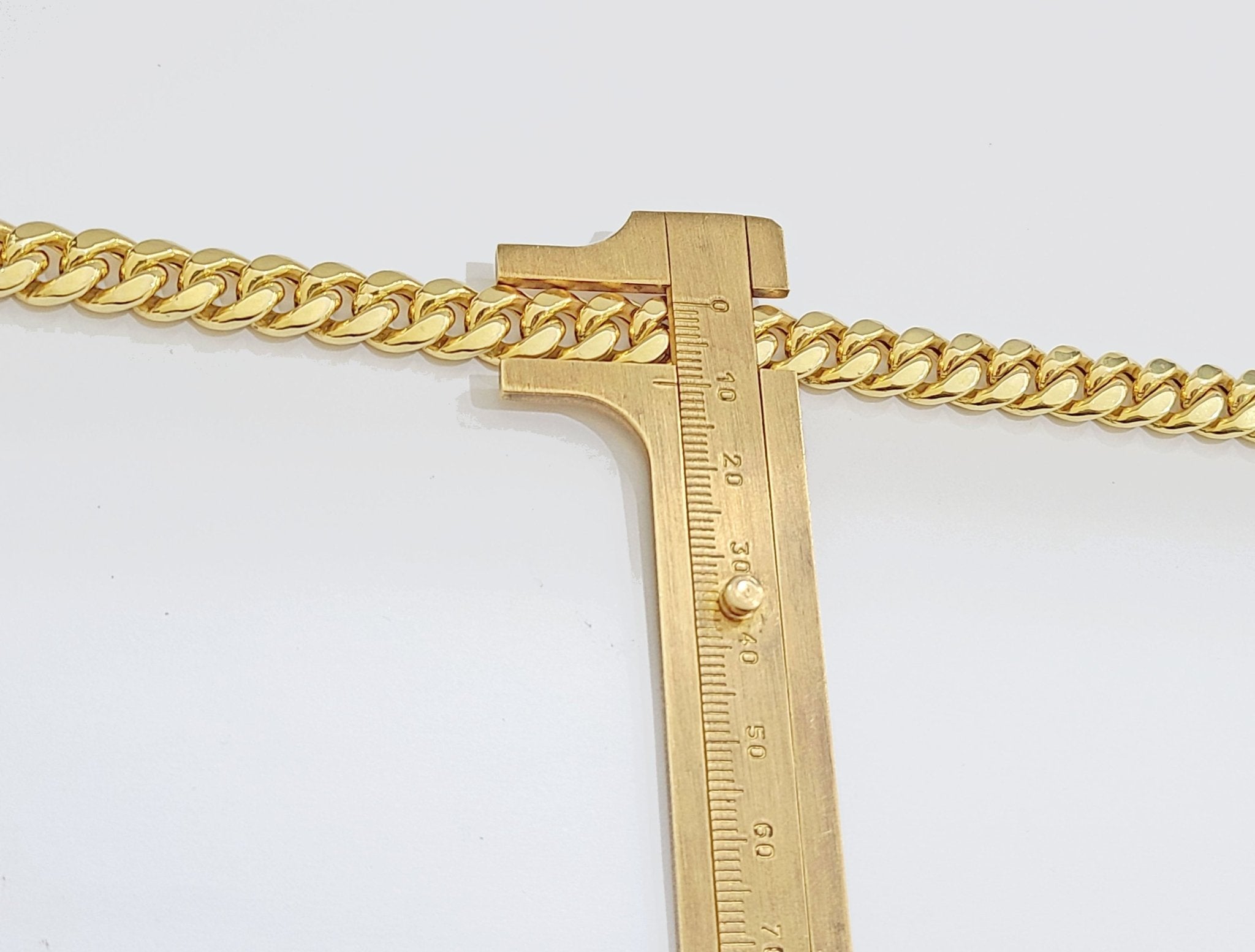 Real 14k Yellow Gold Miami Cuban Link Chain 10mm 30" Necklace Box Lock For Men - GoldenlinQ