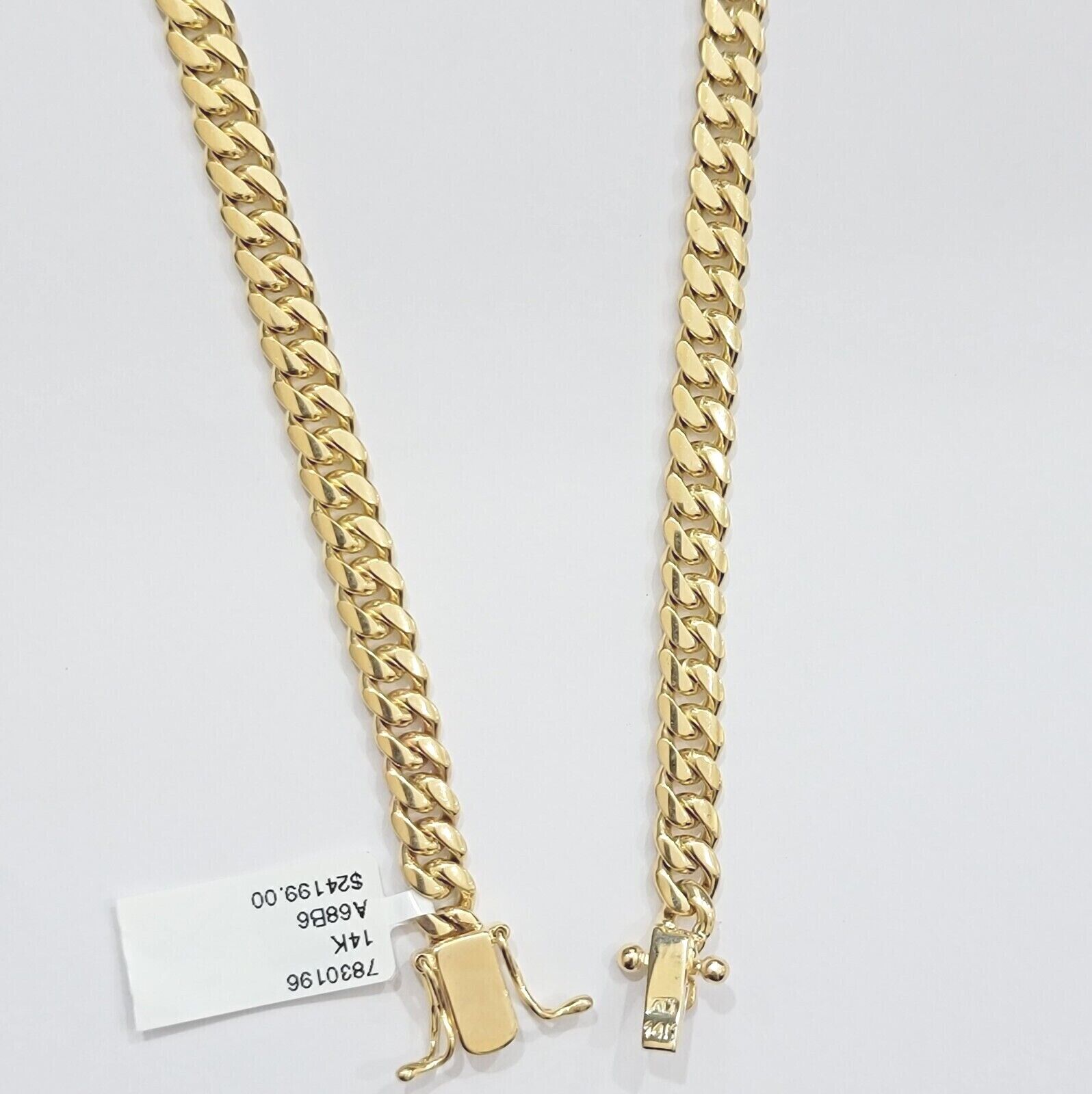 Real 14k Yellow Gold Miami Cuban Link Chain 6mm 22" Necklace 14kt solid Box lock - GoldenlinQ