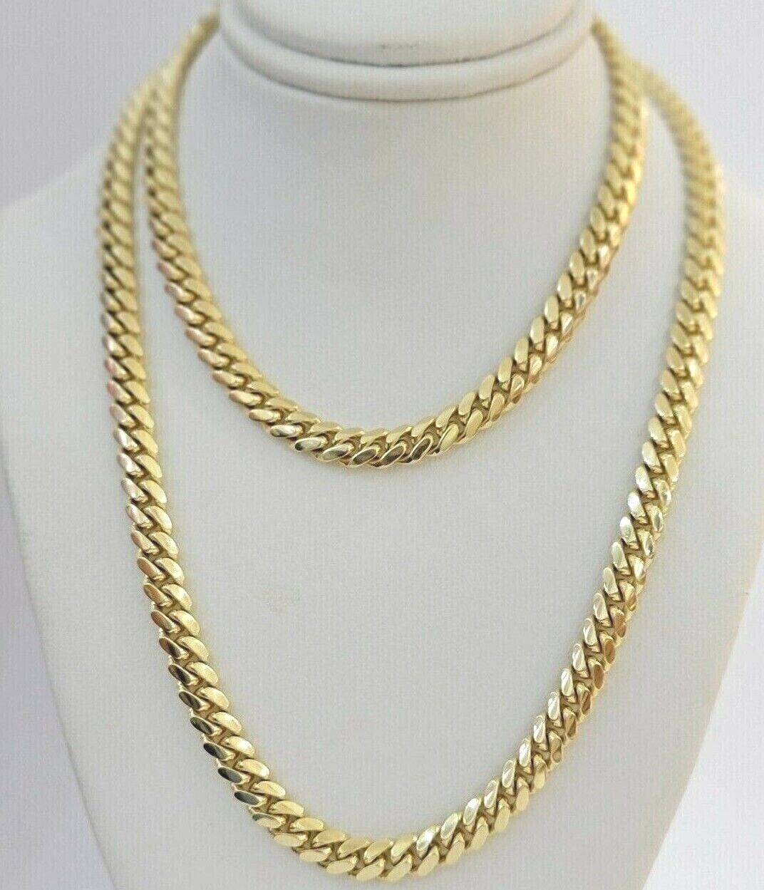 Real 14k Yellow Gold Miami Cuban Link Chain 6mm 24" Necklace 14kt solid Box lock - GoldenlinQ