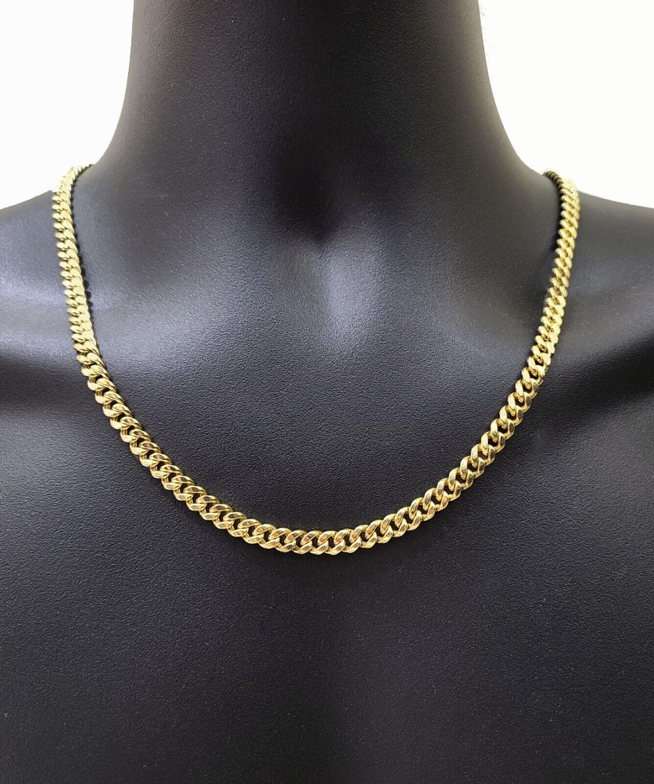 Real 14k Yellow Gold Miami Cuban Link Chain 7mm 18" Necklace Box Lock - GoldenlinQ