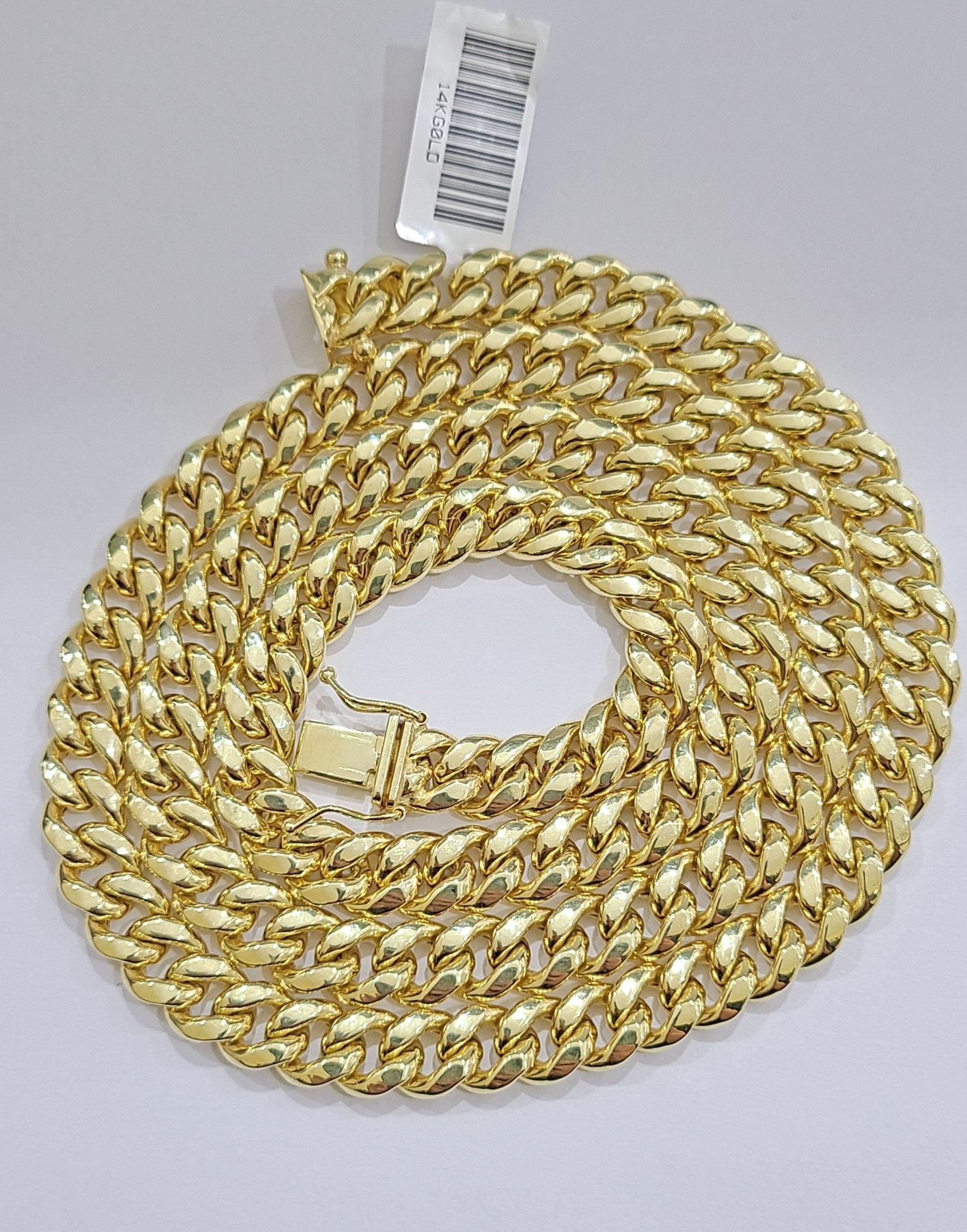 Real 14k Yellow Gold Miami Cuban Link Chain 8mm 18" Necklace Box Lock Choker