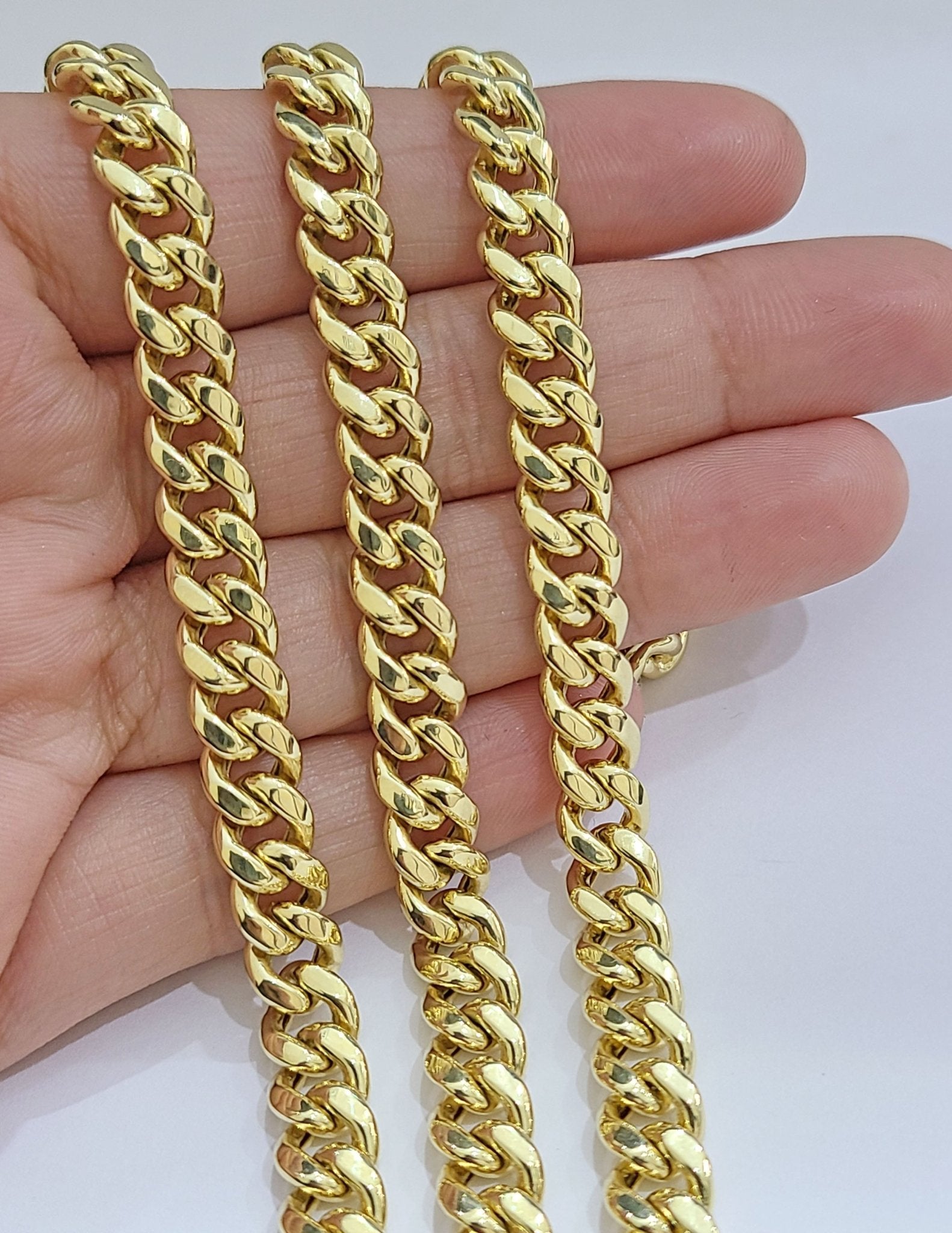 Real 14k Yellow Gold Miami Cuban Link Chain 8mm 24" Necklace Box Lock - GoldenlinQ