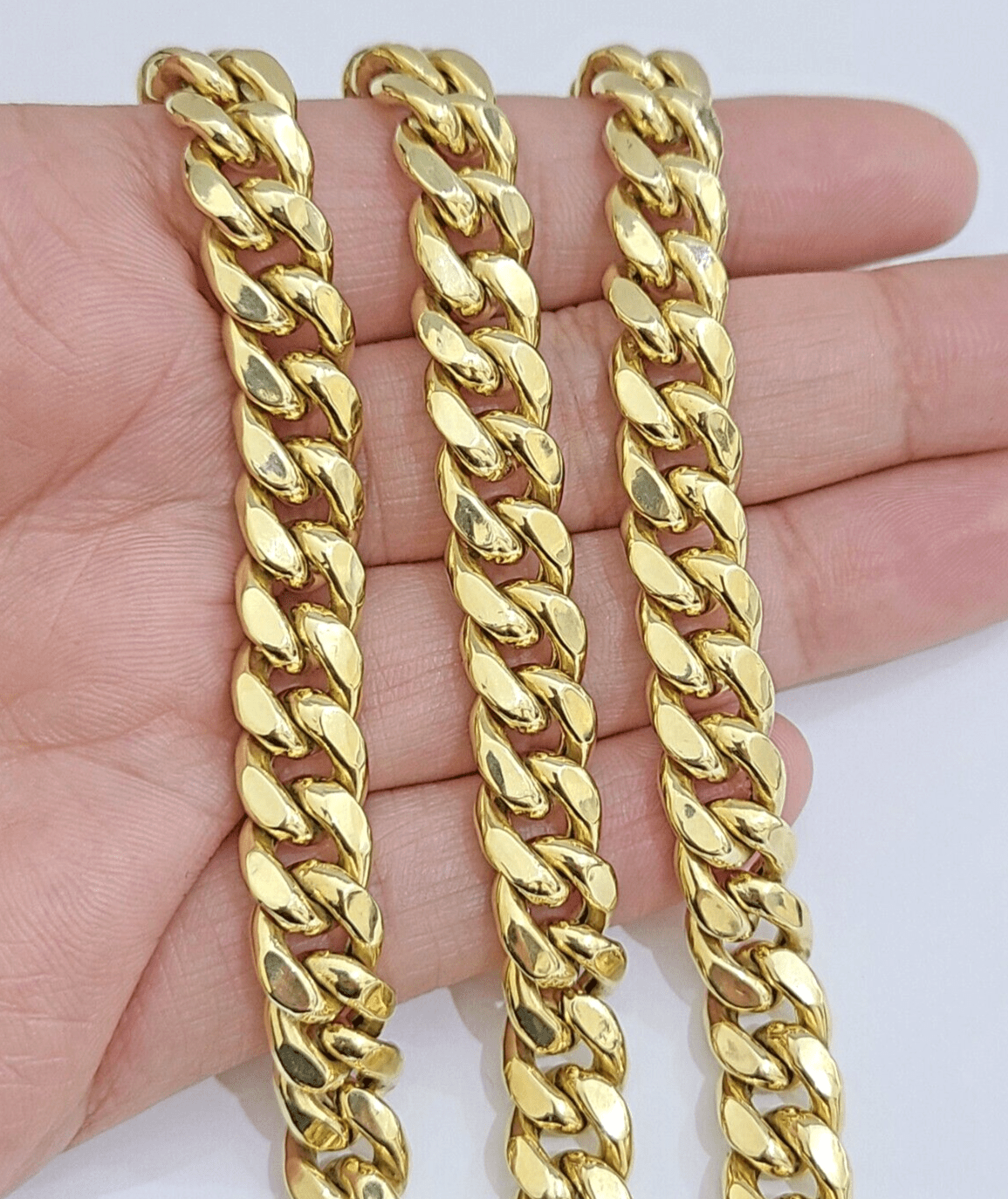 Real 14k Yellow Gold Miami Cuban Link Chain 9mm 22" Choker Necklace Box Lock 14K - GoldenlinQ