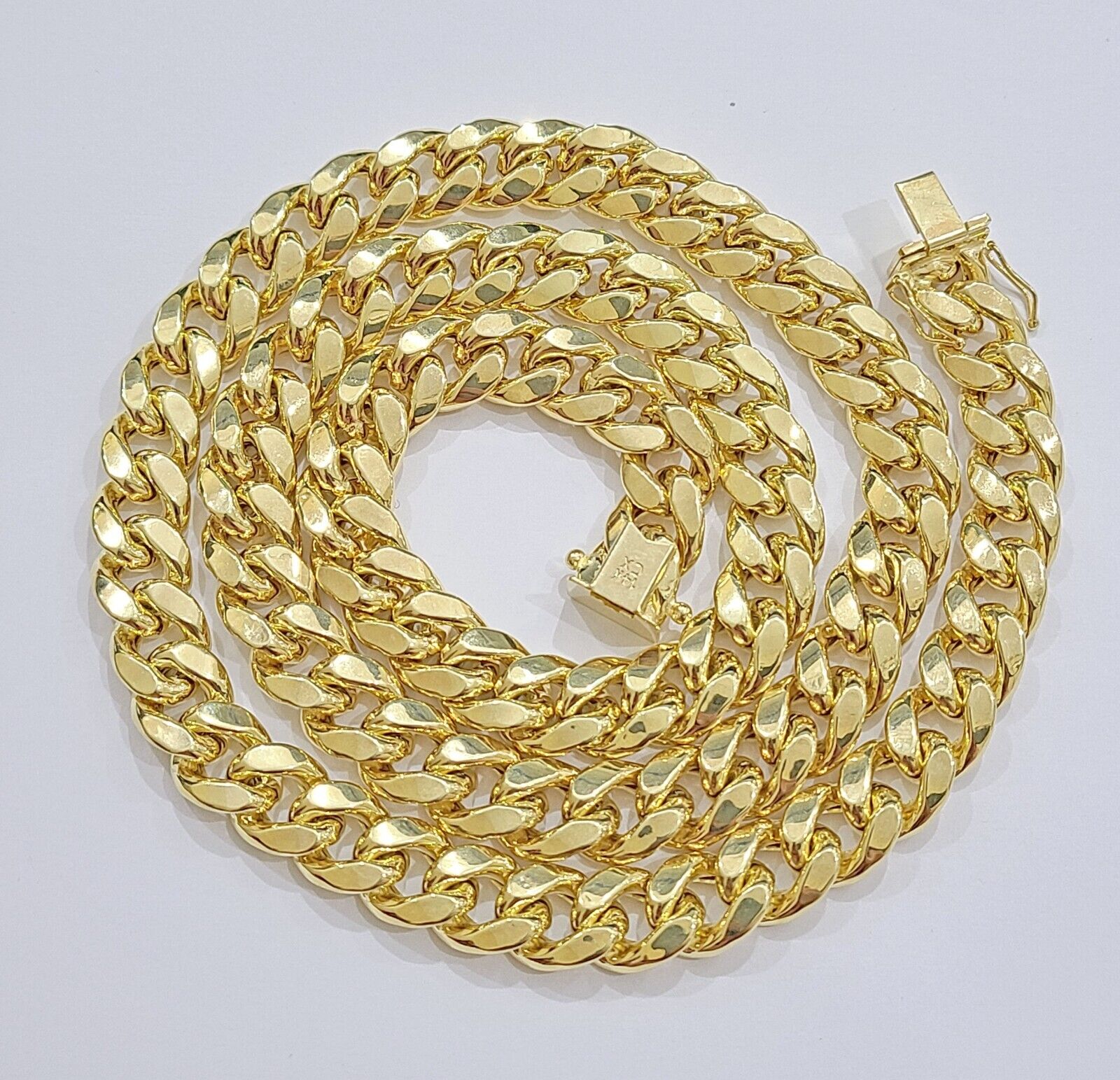 Real 14k Yellow Gold Miami Cuban Link Chain 9mm 24" Necklace Box Lock - GoldenlinQ