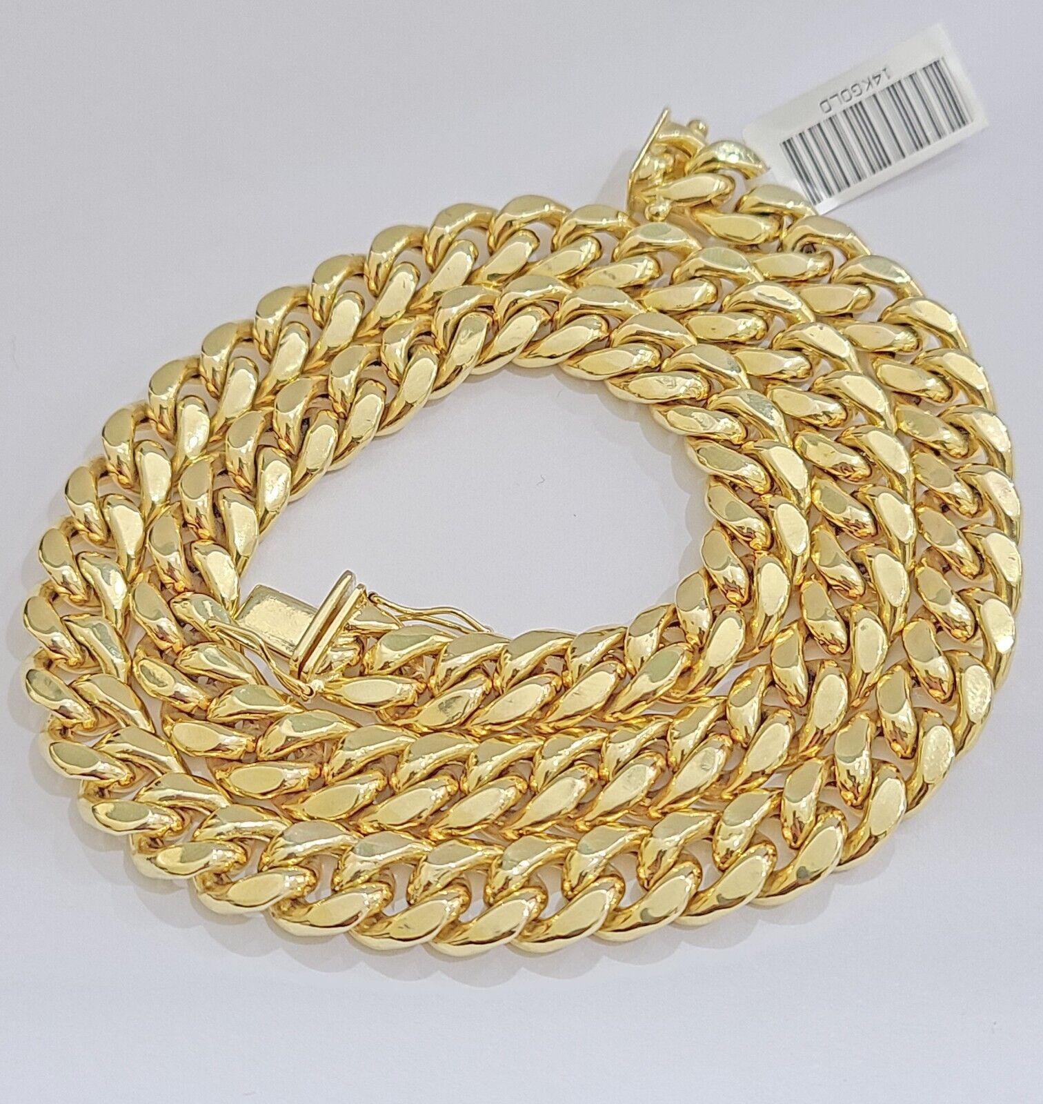 Real 14k Yellow Gold Miami Cuban Link Chain 9mm 26" Necklace Box Lock - GoldenlinQ