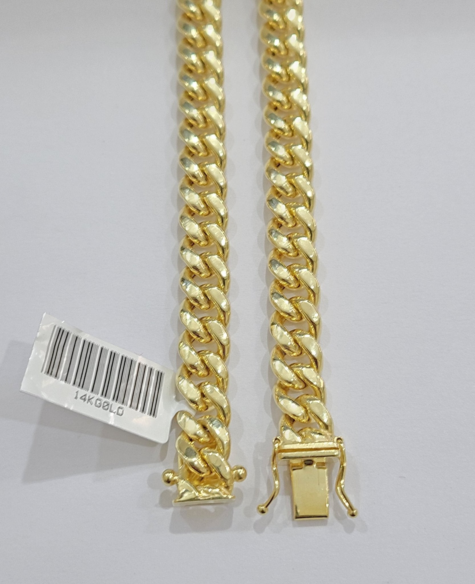 Real 14k Yellow Gold Miami Cuban Link Chain 9mm 30" Necklace Box Lock