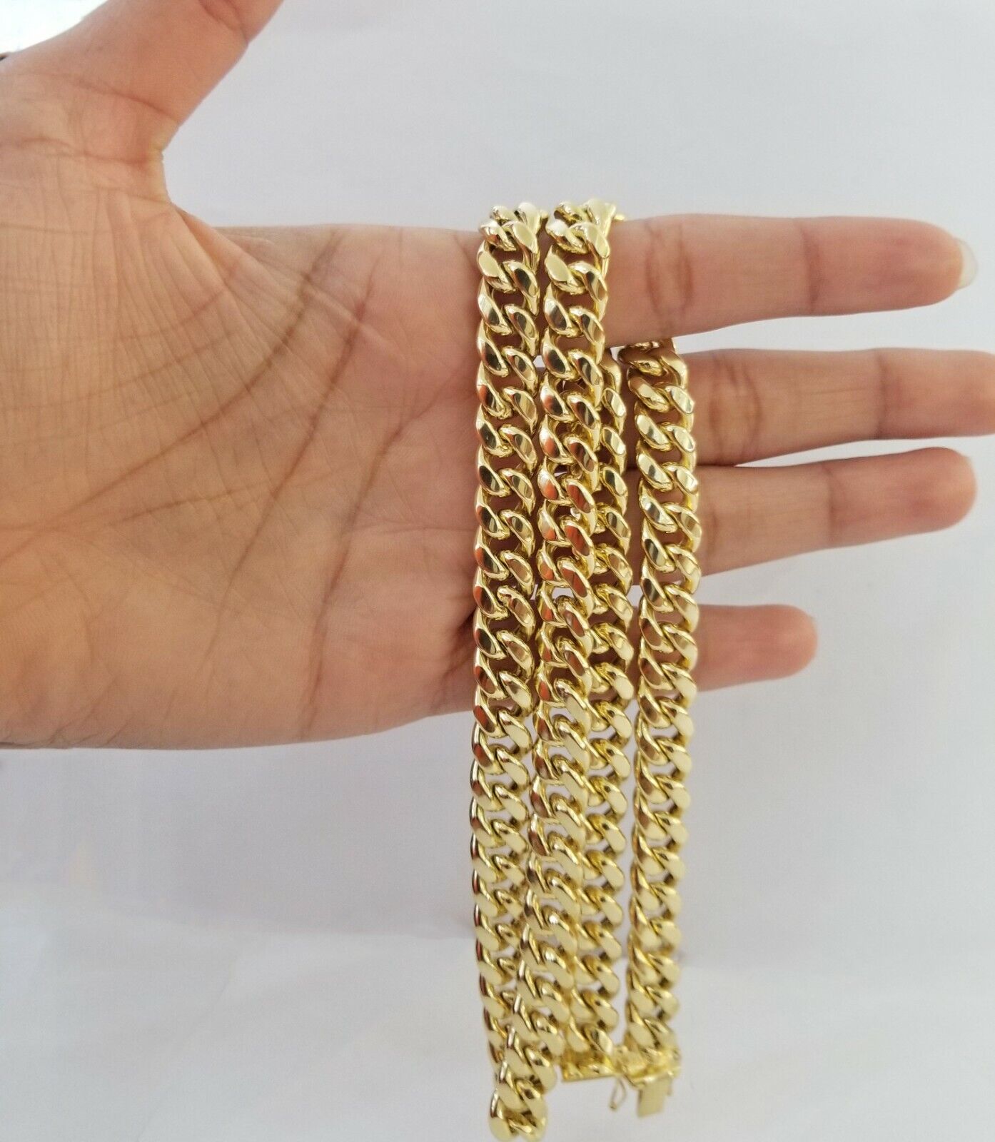 Real 14K Yellow Gold Miami Cuban Link Necklace Chain 8mm box Lock 22"