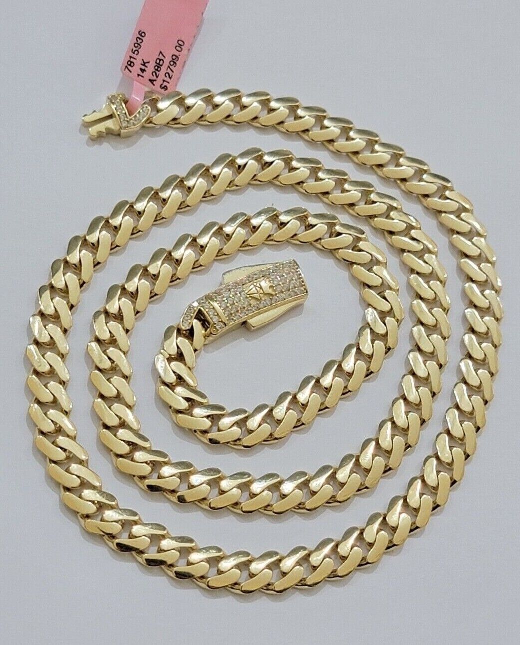 Real 14k Yellow Gold Monaco Chain Necklace 20" 22'' 24'' 26" Inch 7mm 14kt SALE - GoldenlinQ