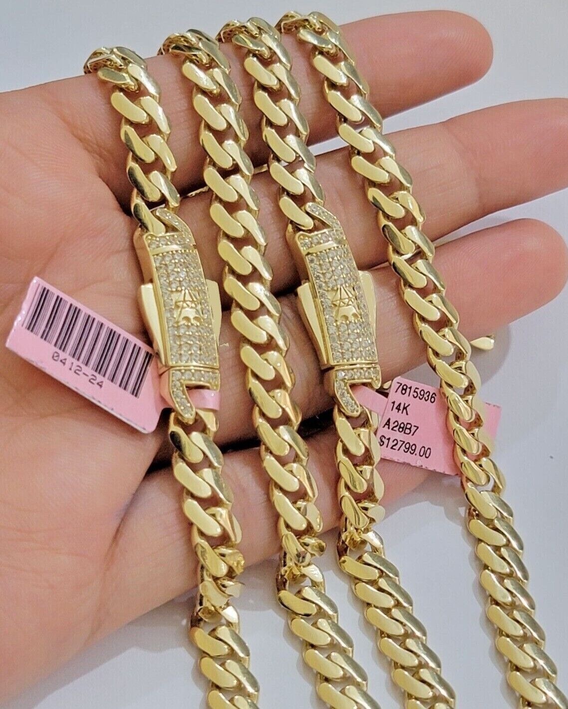 Real 14k Yellow Gold Monaco Chain Necklace 20" 22'' 24'' 26" Inch 7mm 14kt SALE - GoldenlinQ