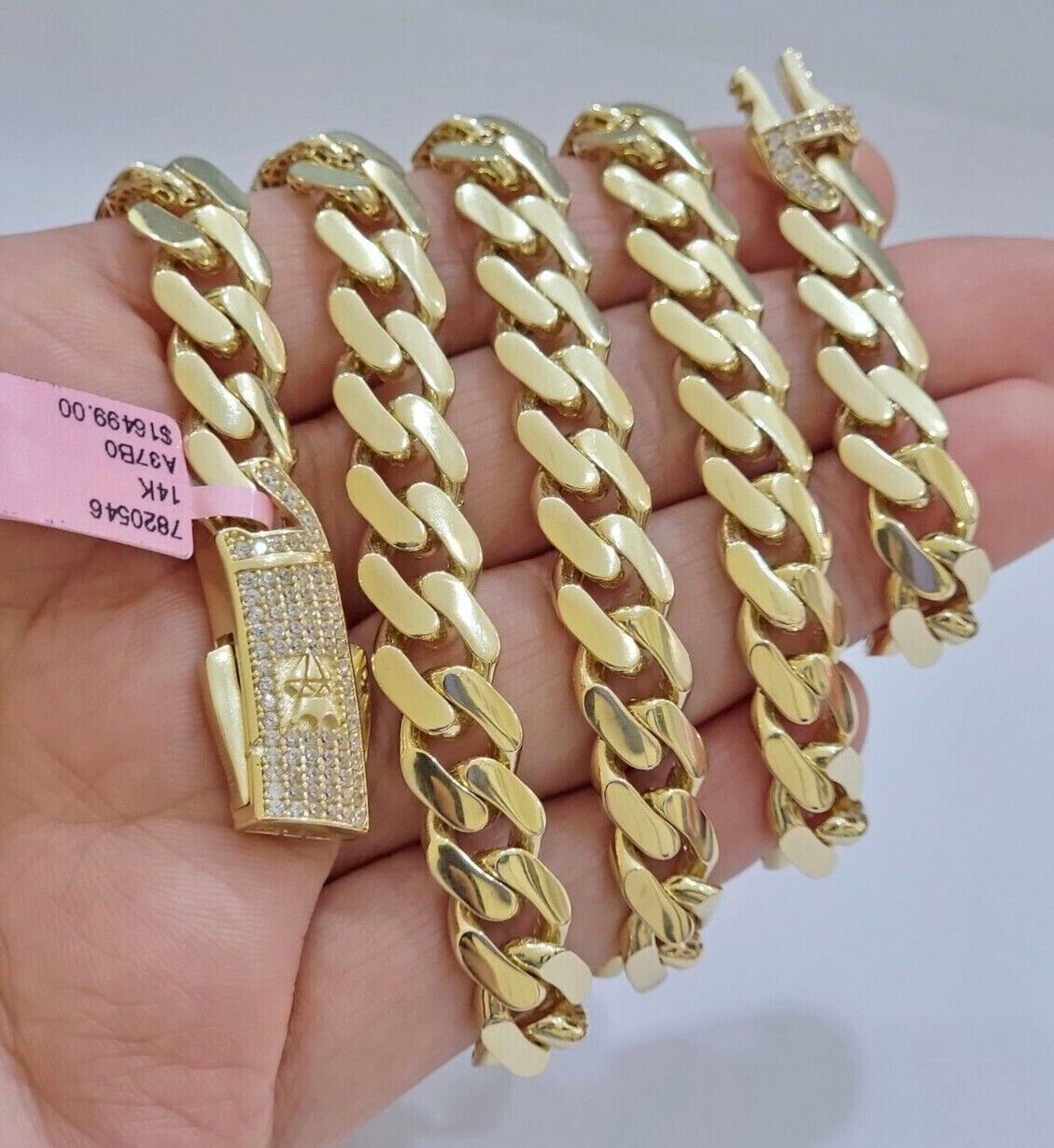 Real 14k Yellow Gold Monaco Chain Necklace 20" 22'' 24'' 26" Inch 9mm 14kt SALE - GoldenlinQ