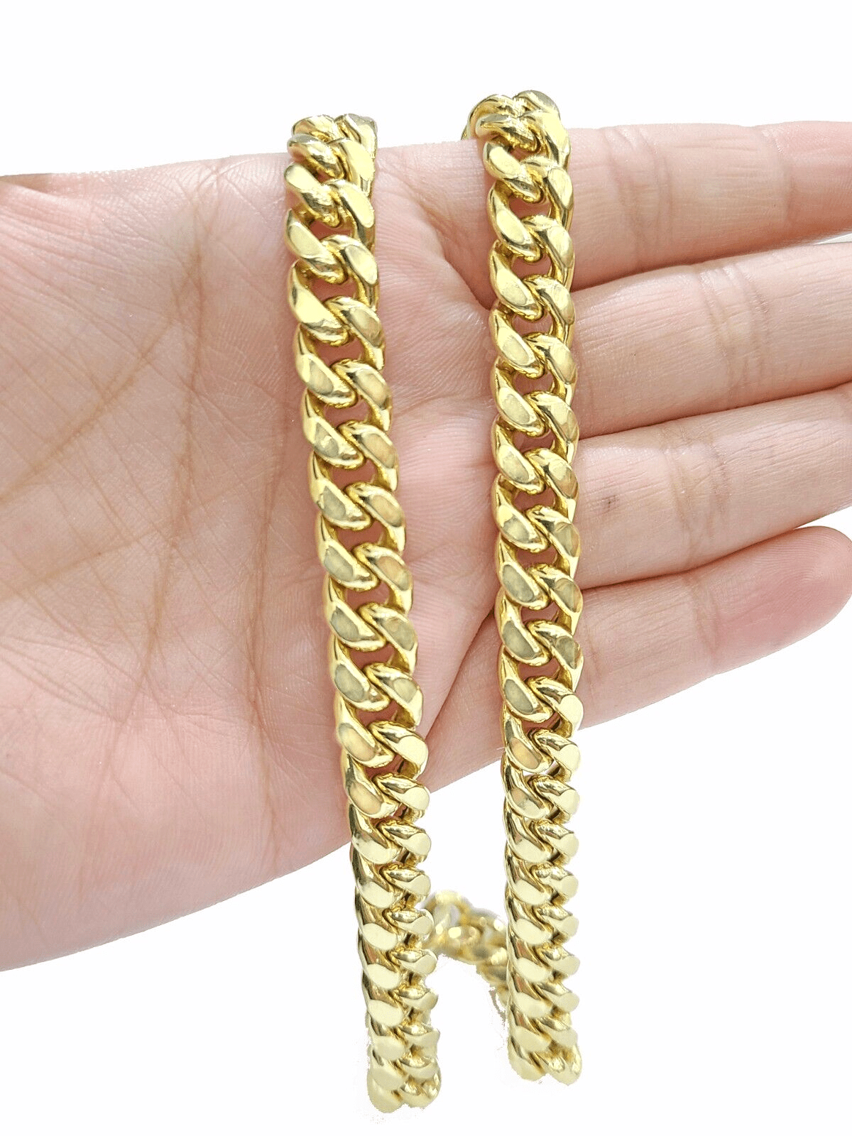 Real 14k Yellow Gold Necklace Miami Cuban Chain 9mm 20" inch 14kt Unisex Chain - GoldenlinQ