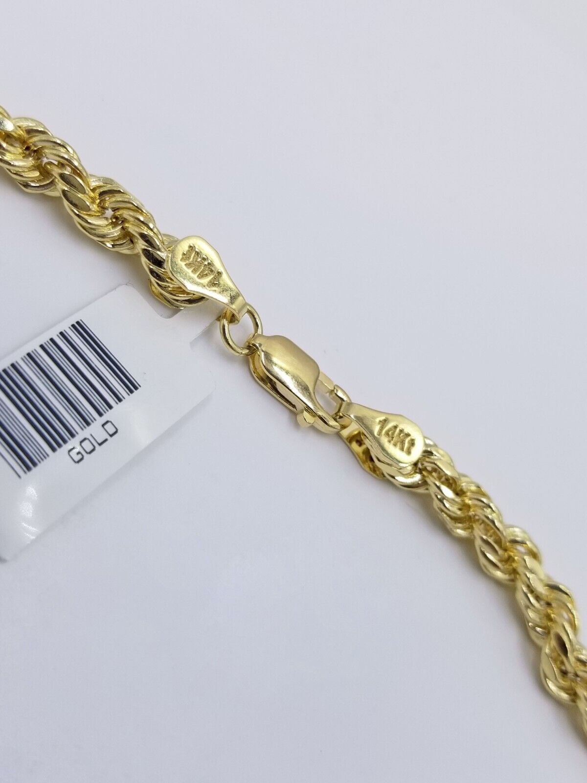 Real 14k Yellow Gold Necklace Rope Chain 5mm 22" inch 14kt Men's Chain For Charm - GoldenlinQ