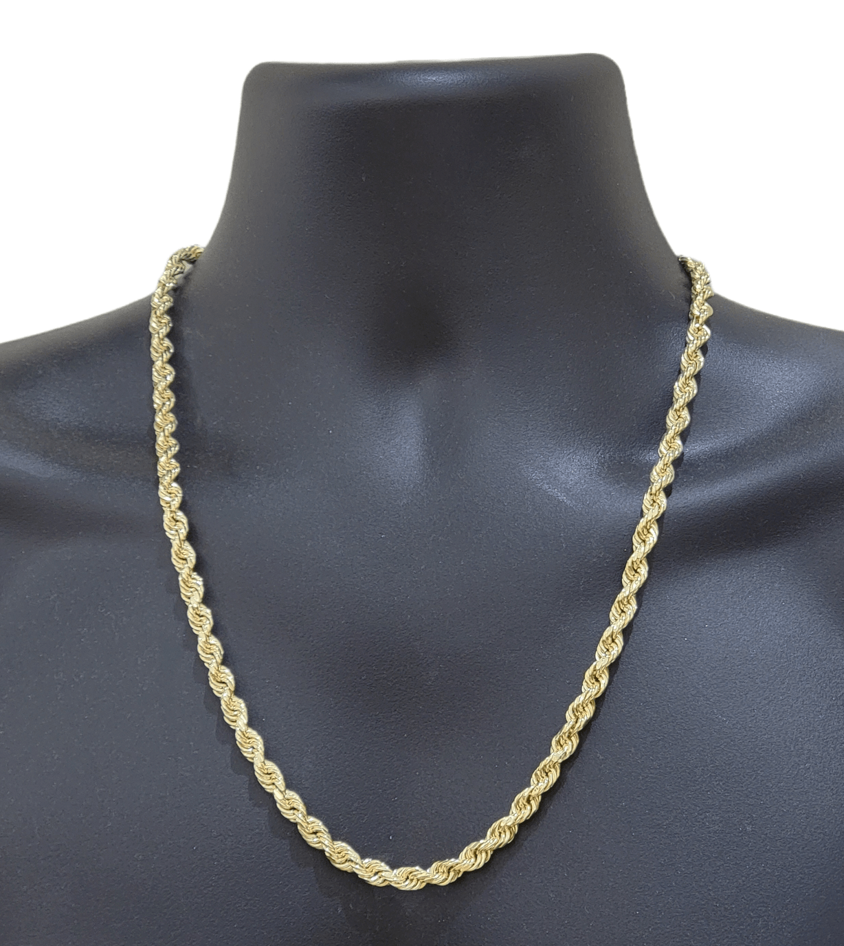 Real 14k Yellow Gold Necklace Rope Chain 5mm 22" inch 14kt Men's Chain For Charm - GoldenlinQ
