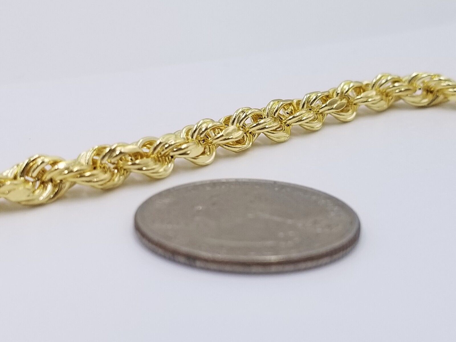 Real 14k Yellow Gold Necklace Rope Chain 6mm 26" inch 14kt Men's Chain For Charm - GoldenlinQ
